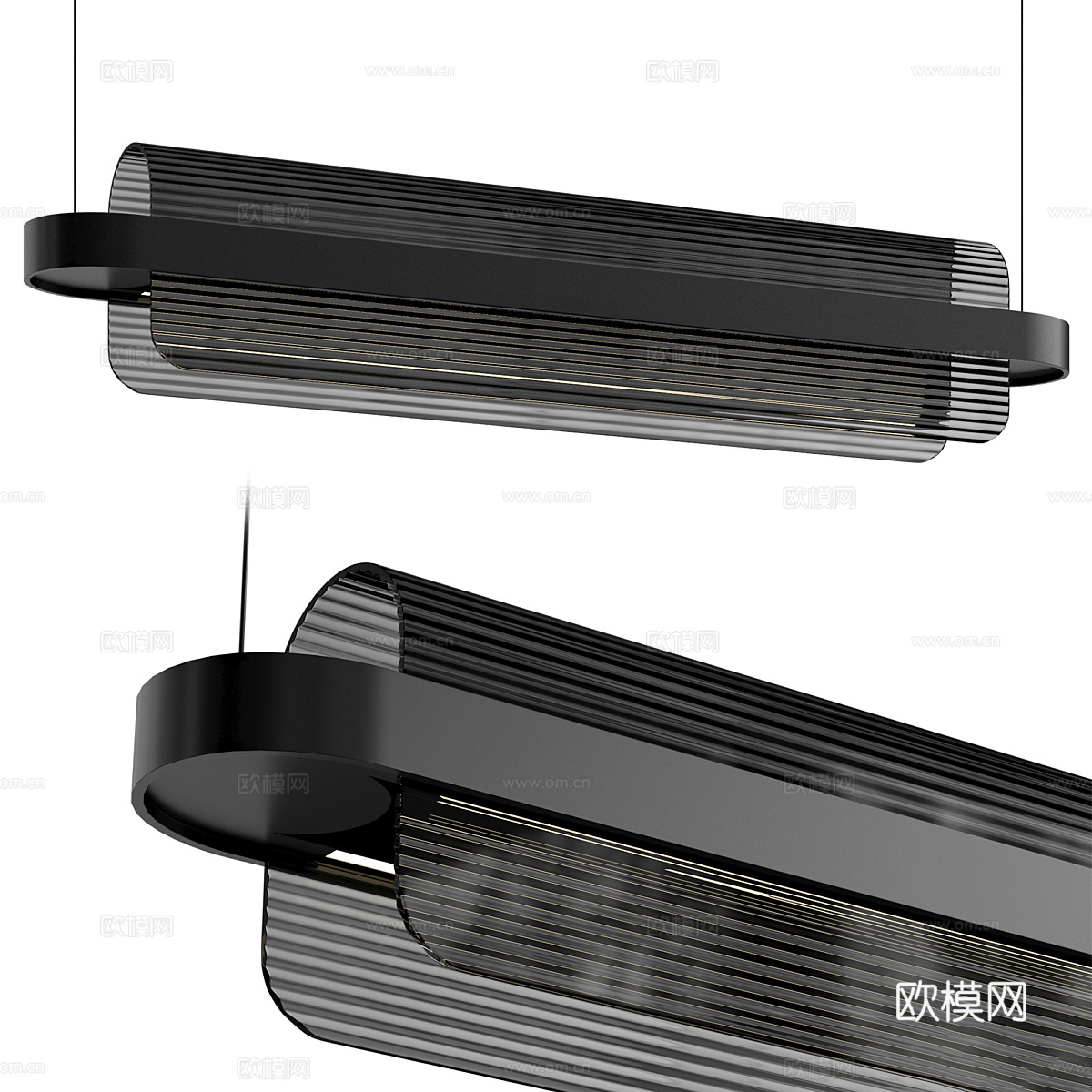 现代意式 TETTO NERO 玻璃装饰吊灯3d模型下载（渲染图1）