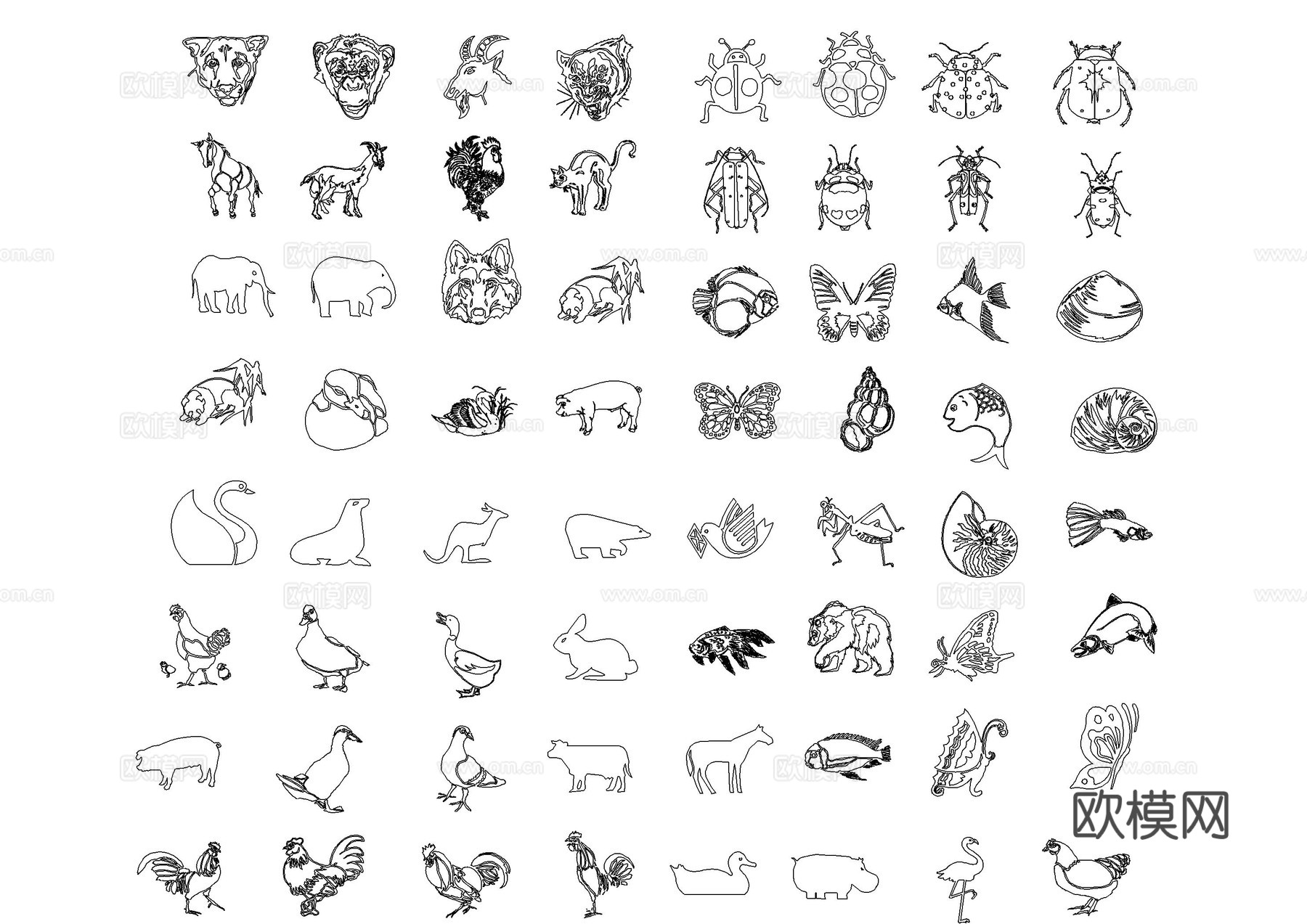 百兽动物图库cad施工图