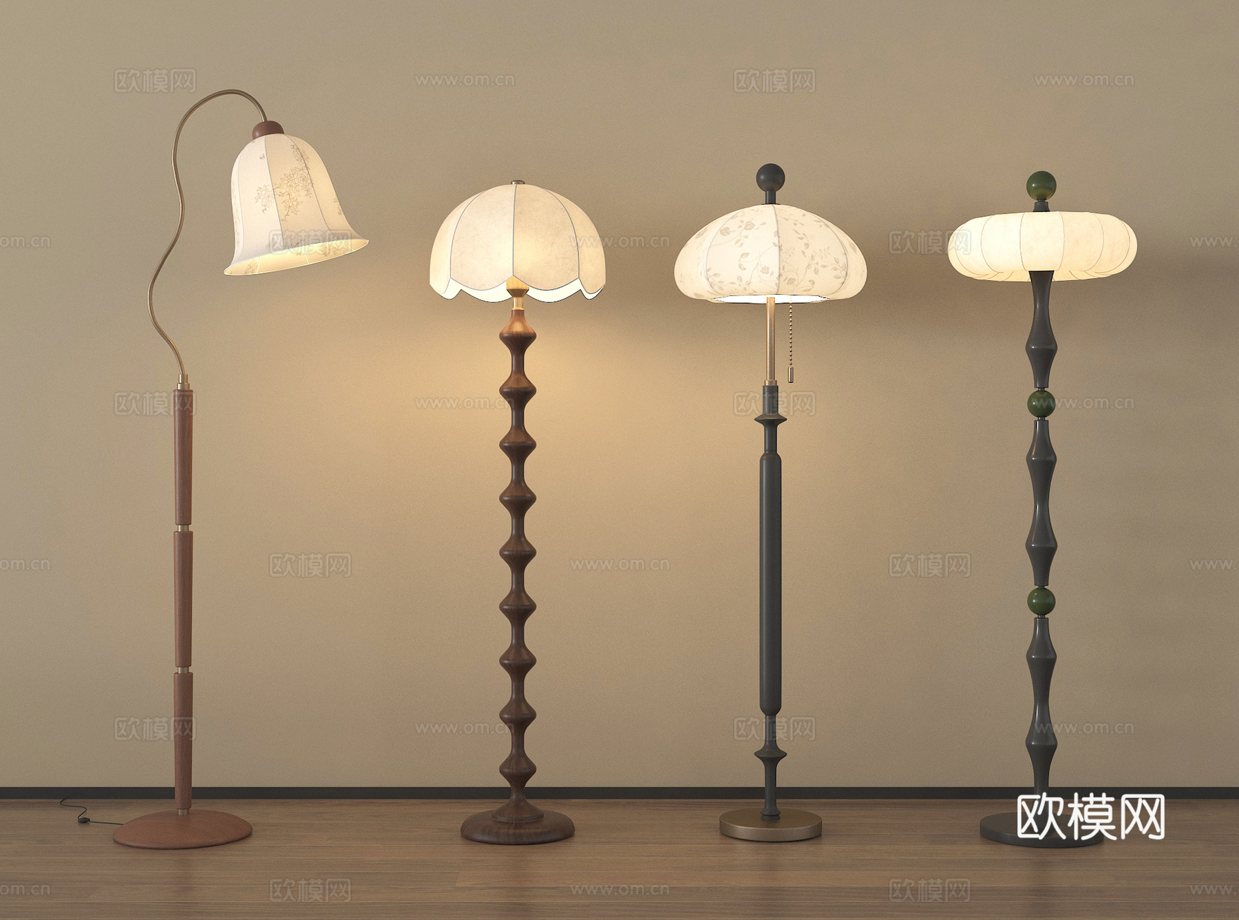 中古落地灯 装饰灯 艺术灯3d模型下载