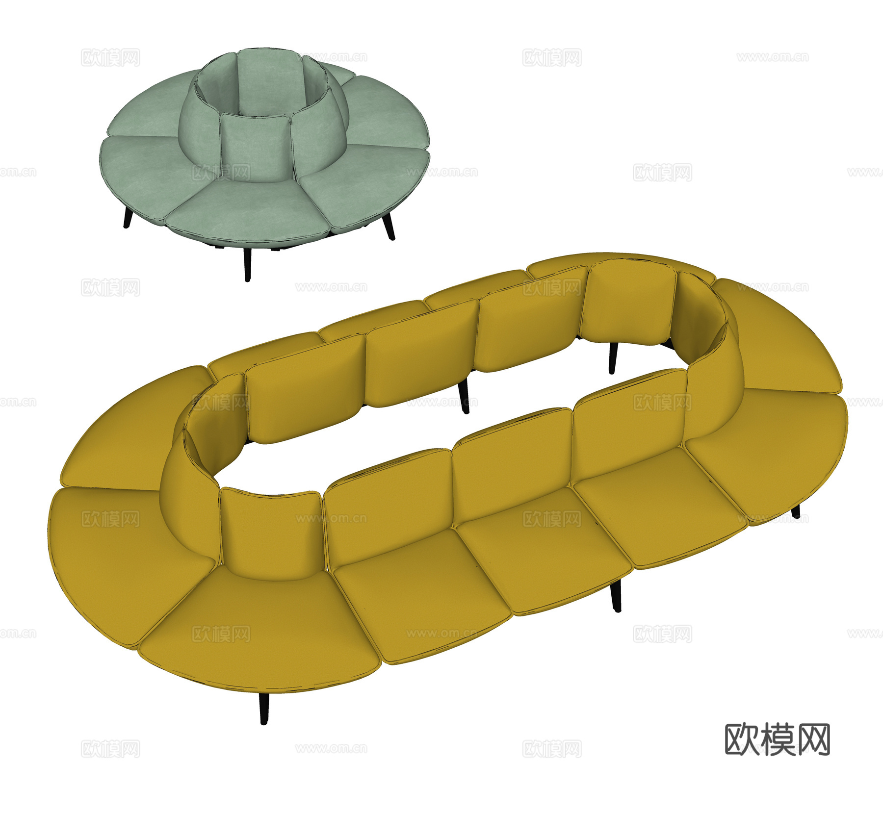 现代休闲沙发 等候沙发 弧形沙发 圆形沙发 异形沙发 大厅沙su模型
