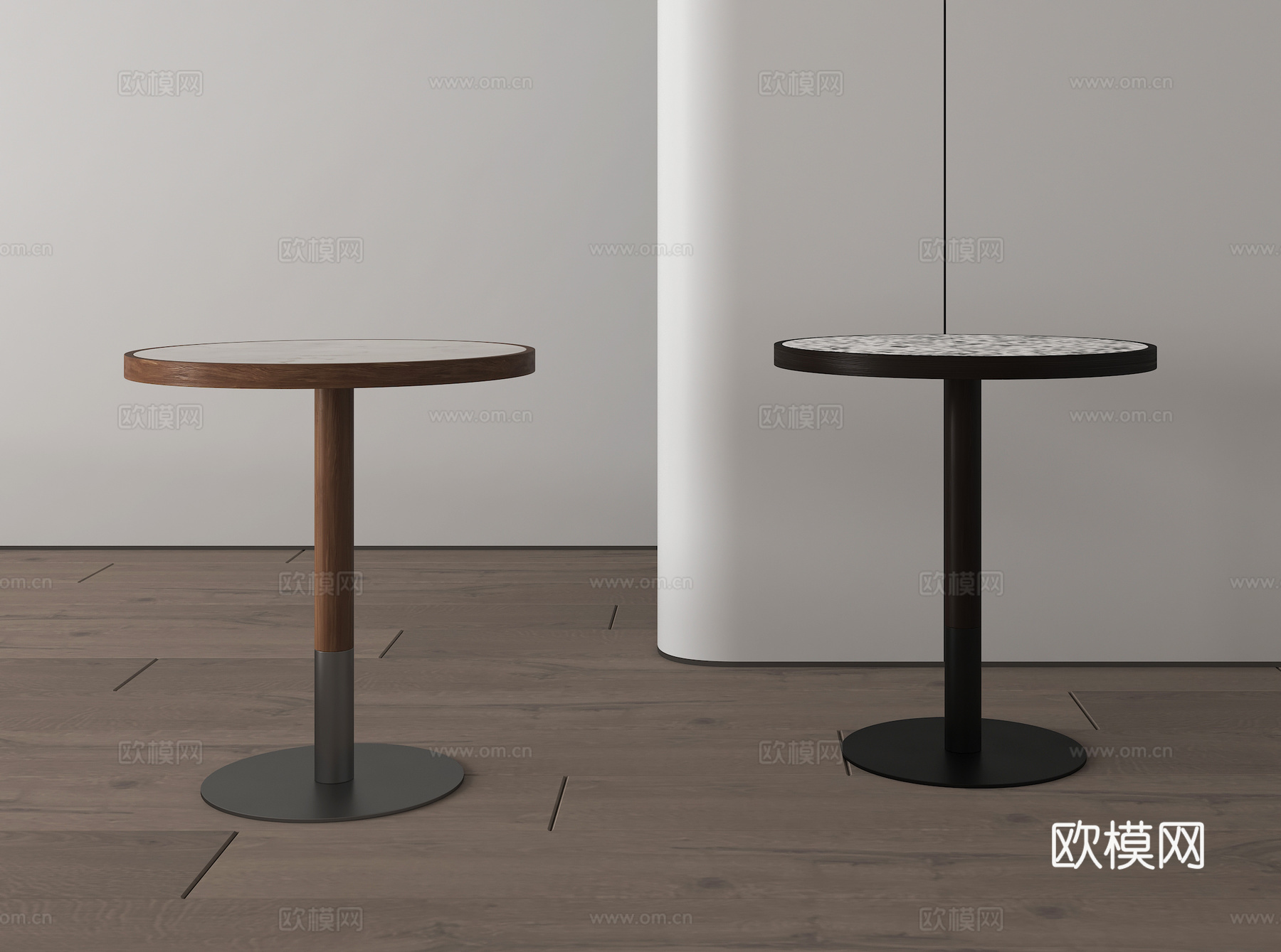 现代圆几 边几 金属su模型