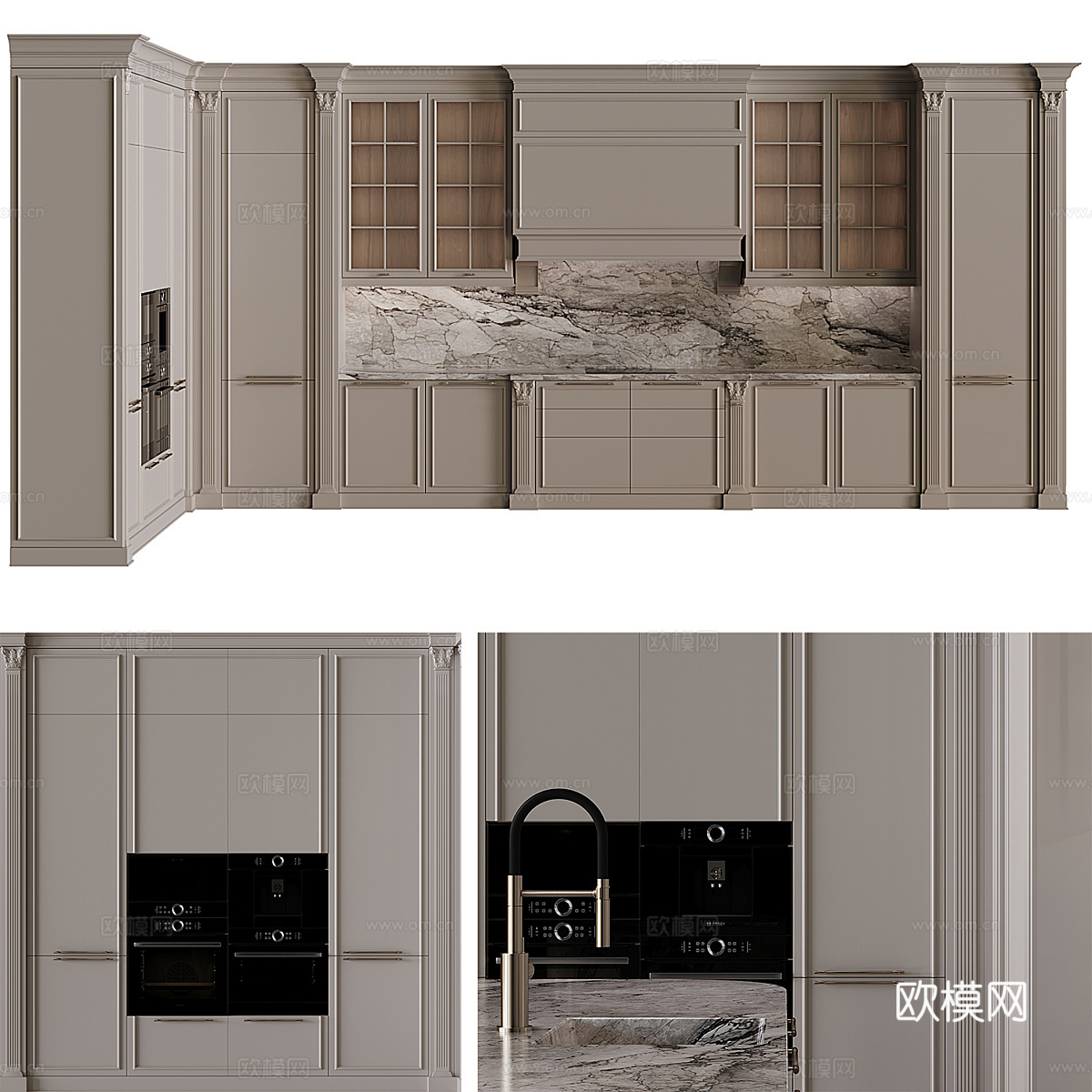 现代意式橱柜 岛台3d模型下载（渲染图4）