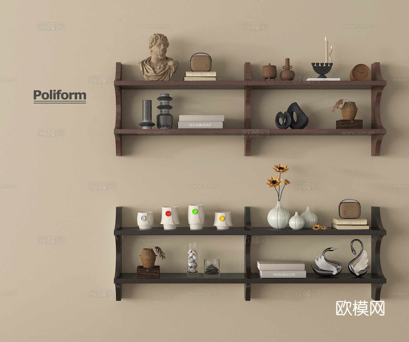 中古风置物架 摆件装饰su模型