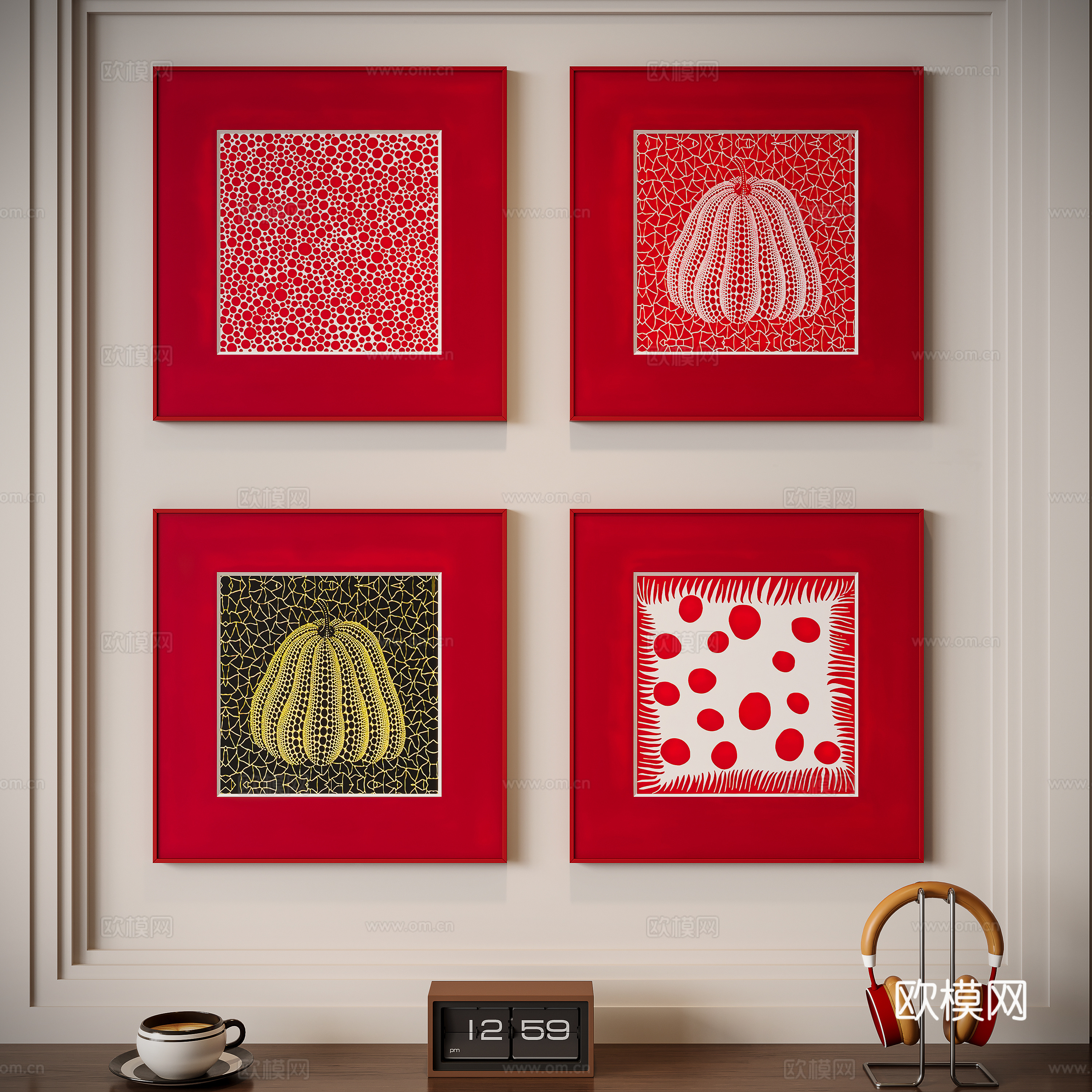 现代多巴胺装饰画su模型