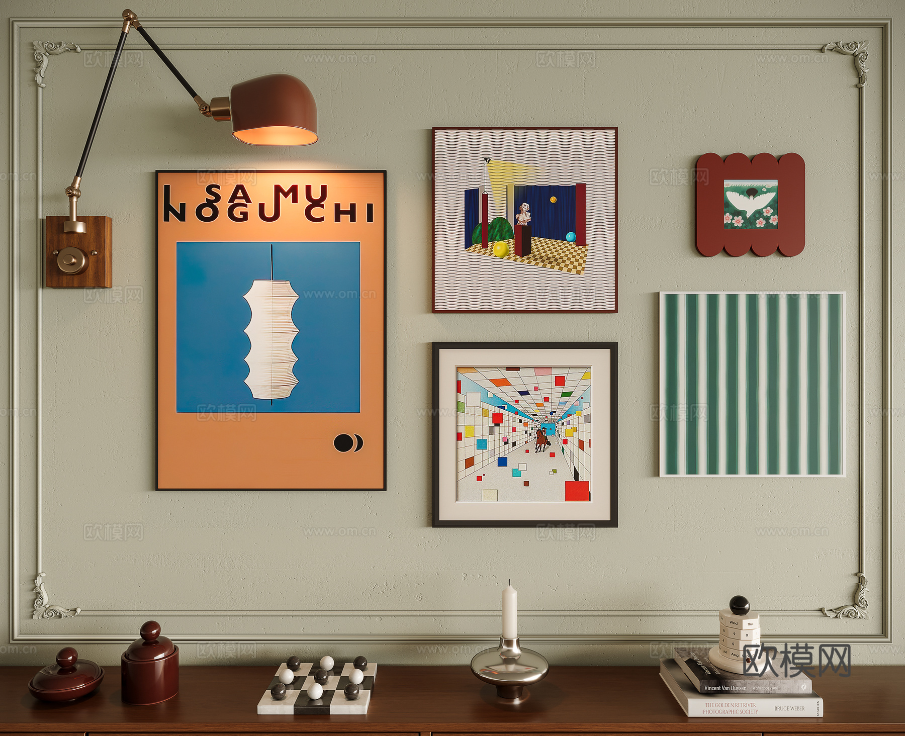 多巴胺组合装饰画su模型