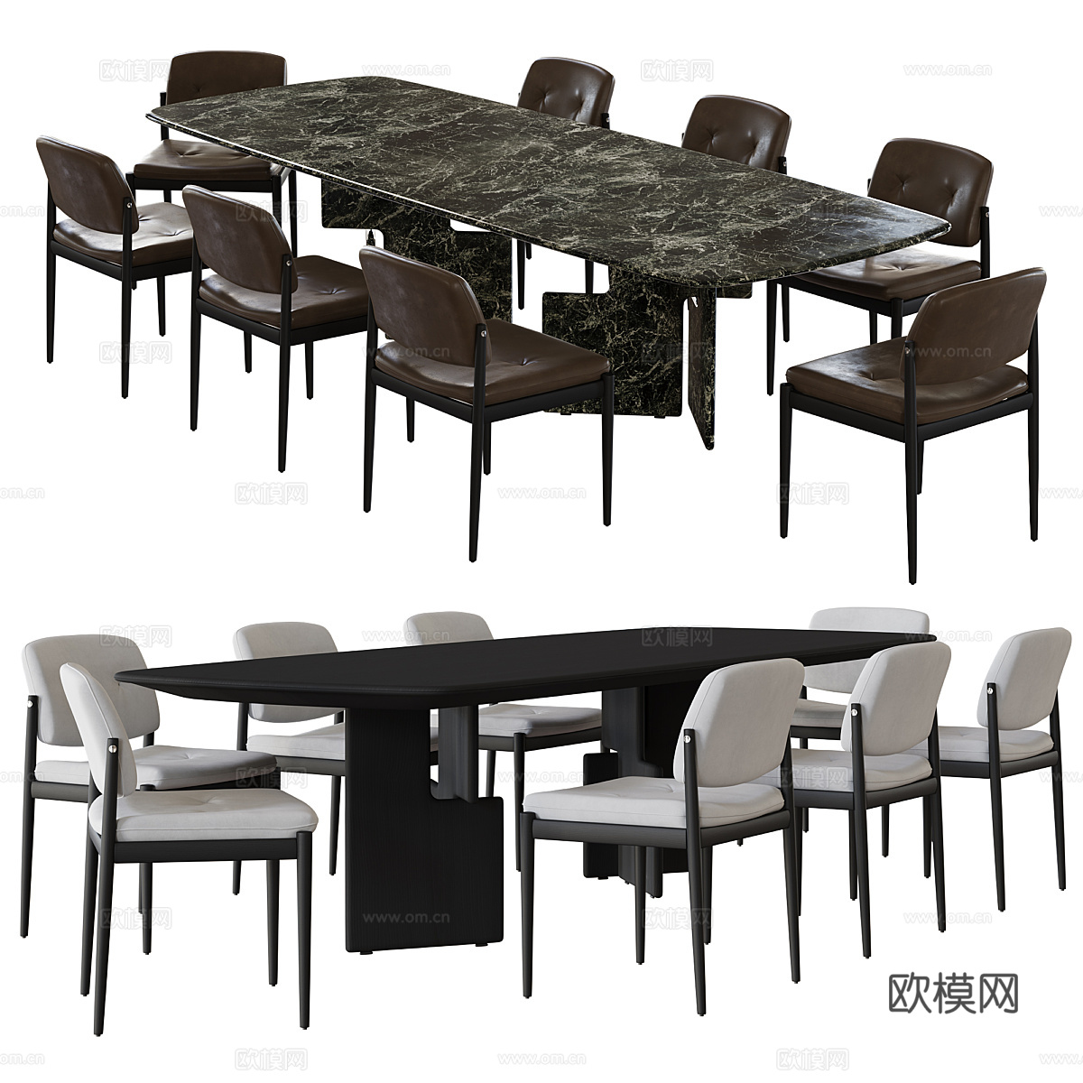 现代意式餐桌椅组合3d模型下载（渲染图2）