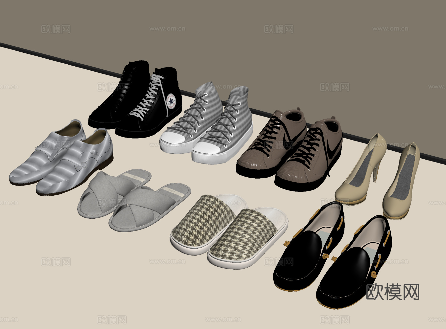 现代鞋子 各种鞋子su模型
