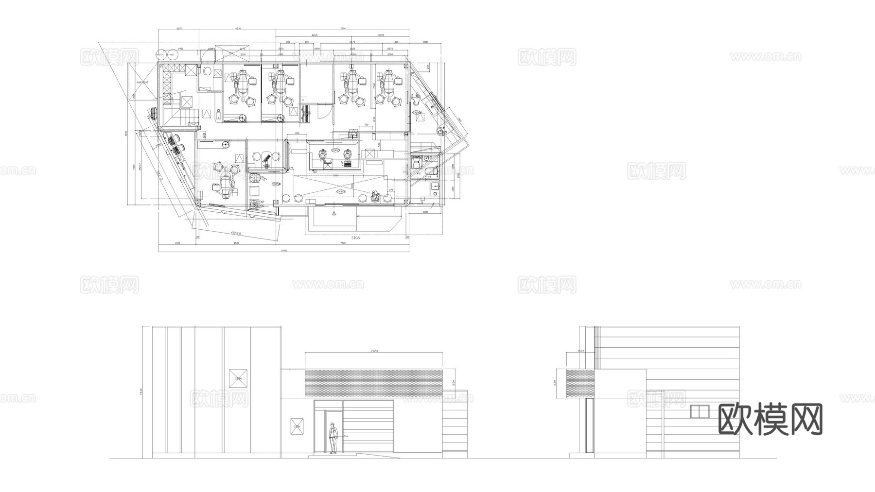 歯科 牙科诊所 口腔医院建筑平面图cad施工图
