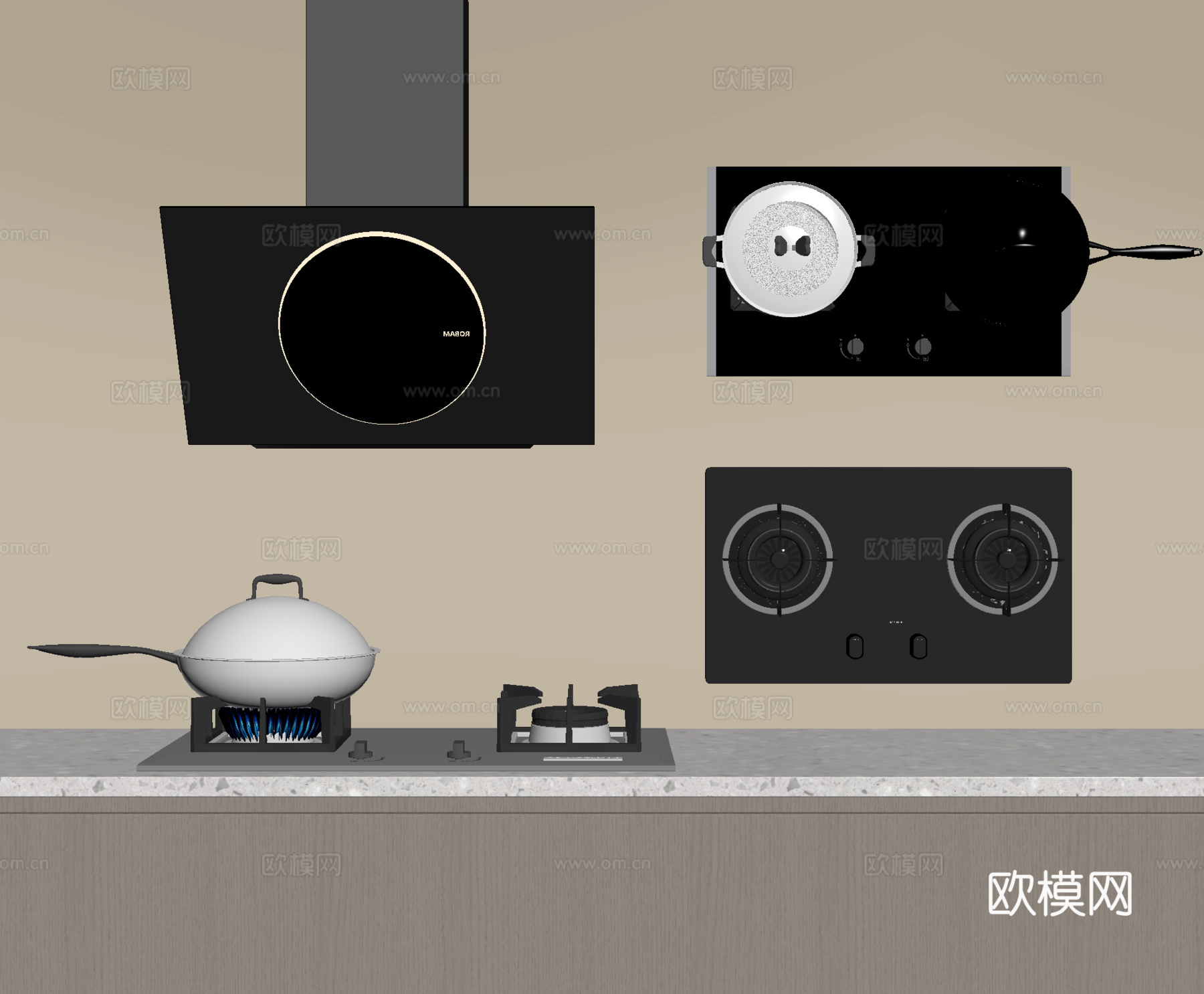 现代吸油烟机su模型