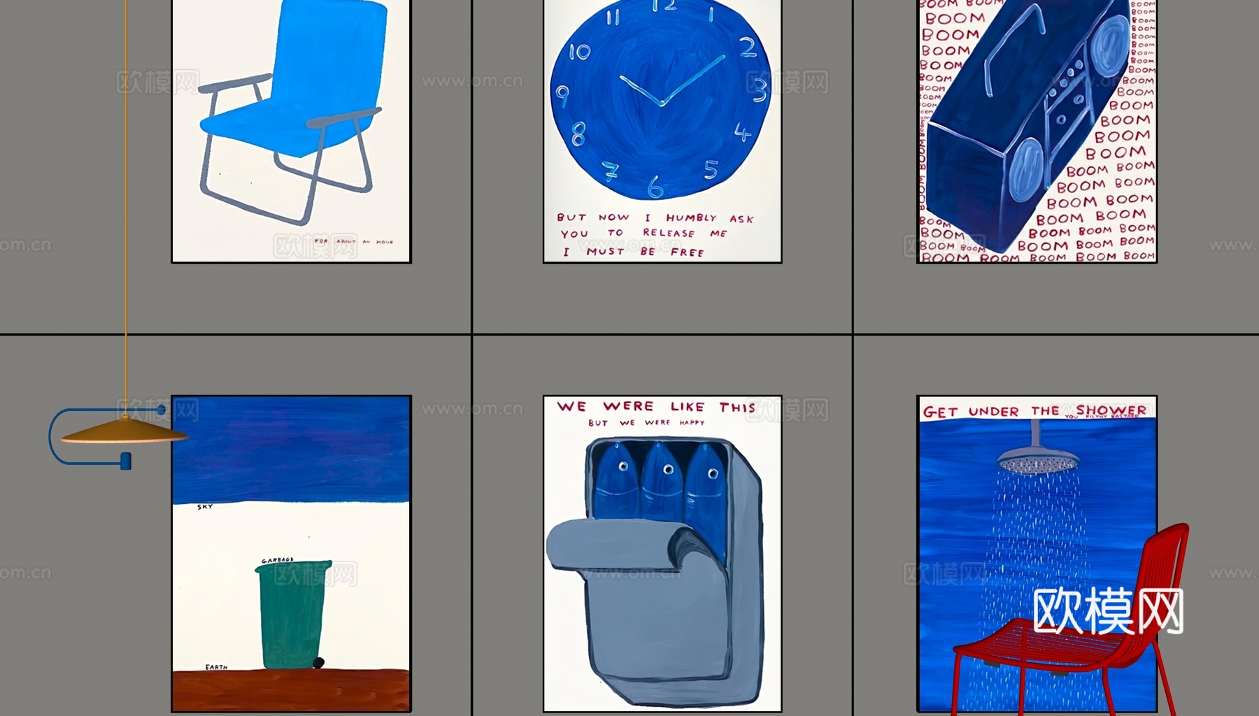 现代多巴胺装饰画su模型