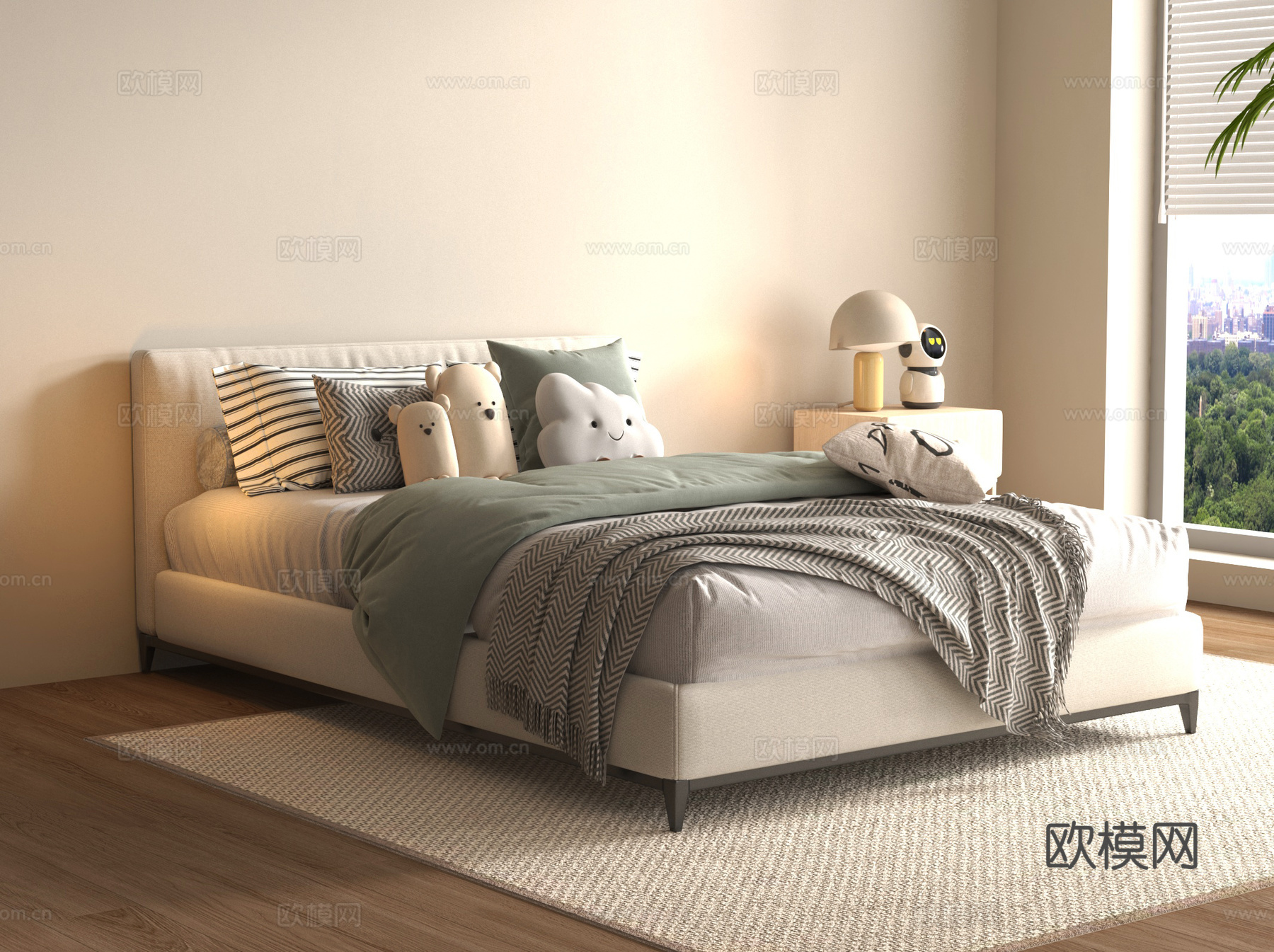 现代儿童床su模型
