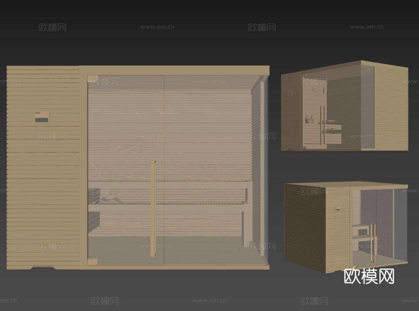 现代桑拿房 汗蒸房su模型