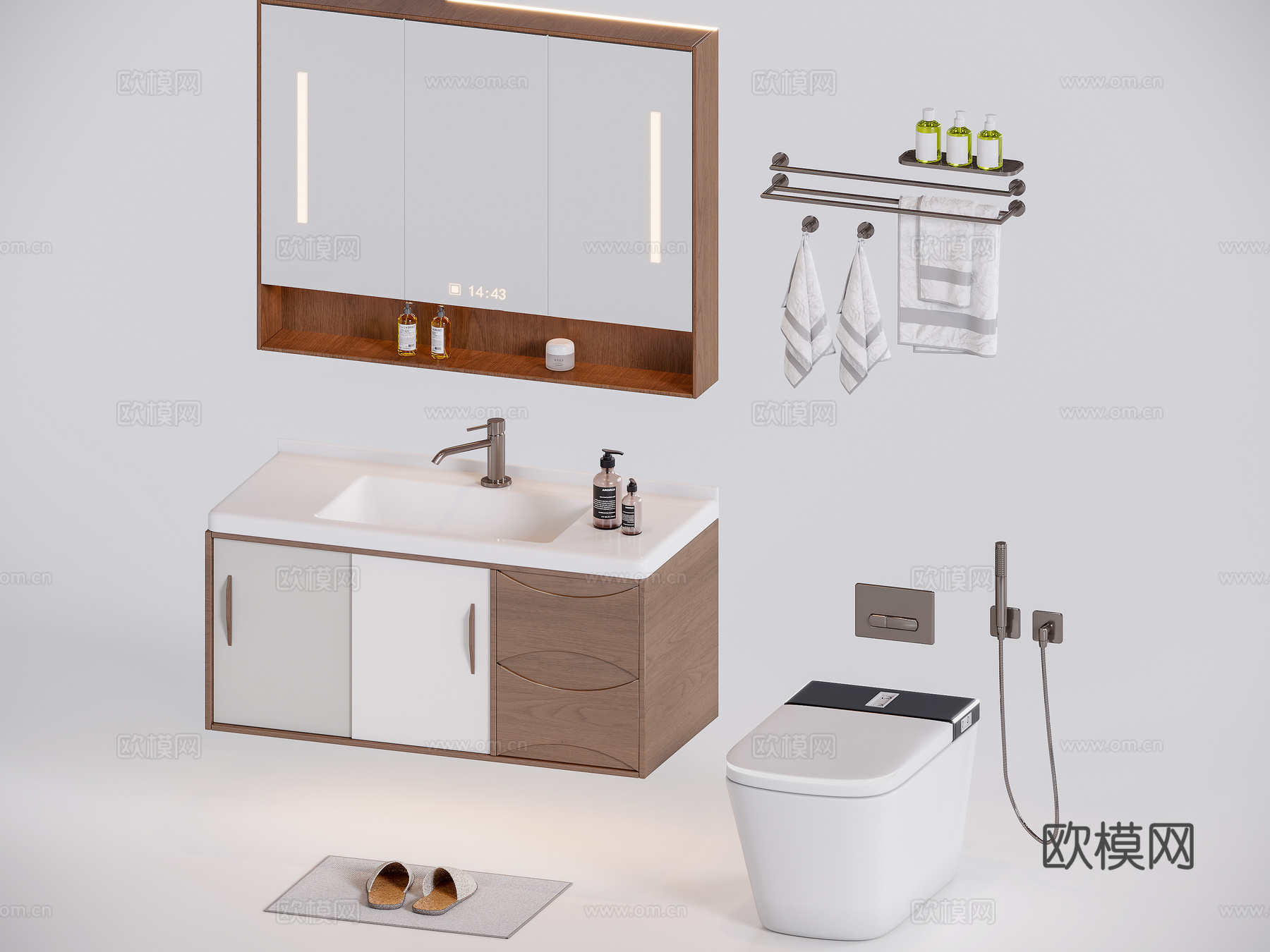 中古风浴室柜su模型