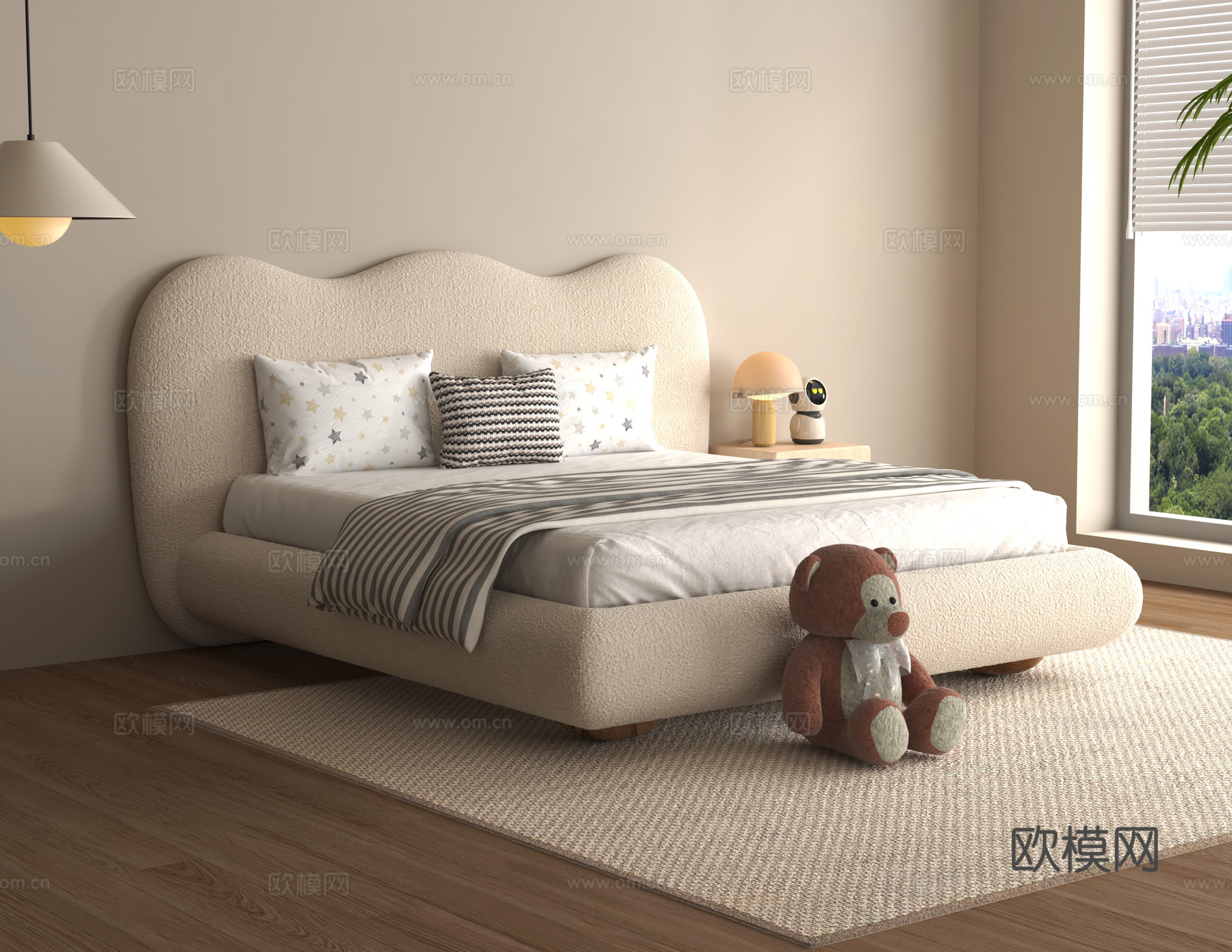 现代儿童床su模型