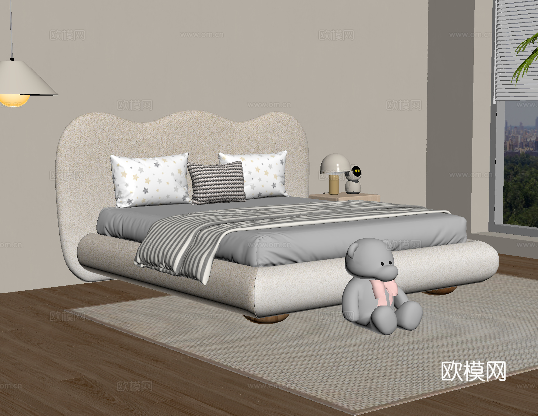 现代儿童床su模型