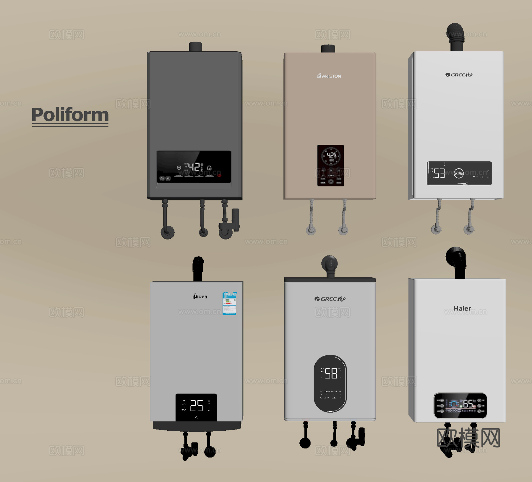 现代热水器su模型