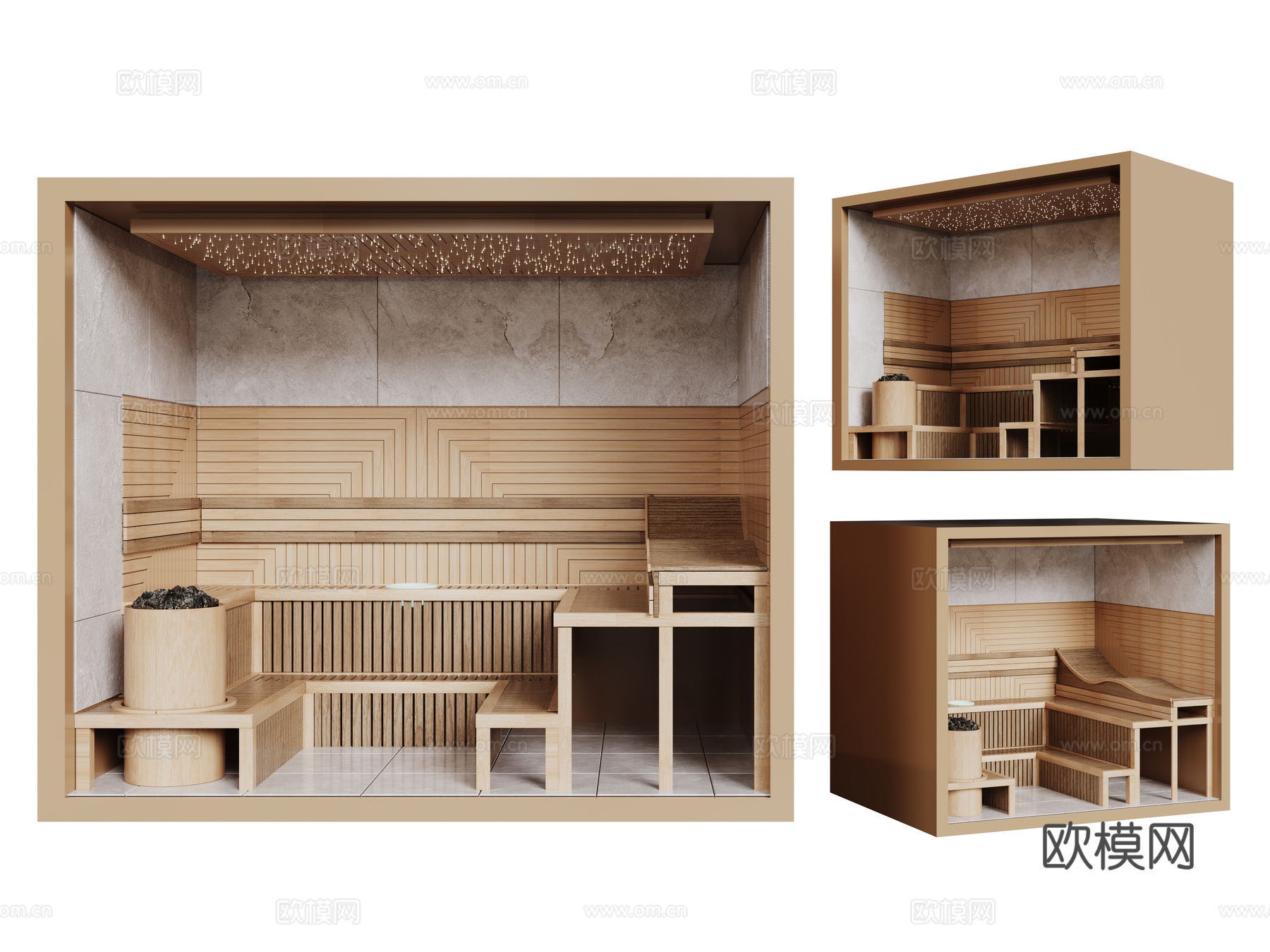 现代桑拿房 汗蒸房su模型