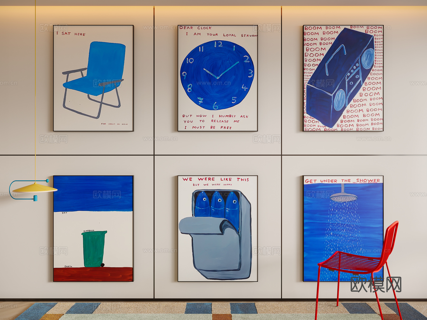 现代多巴胺装饰画su模型