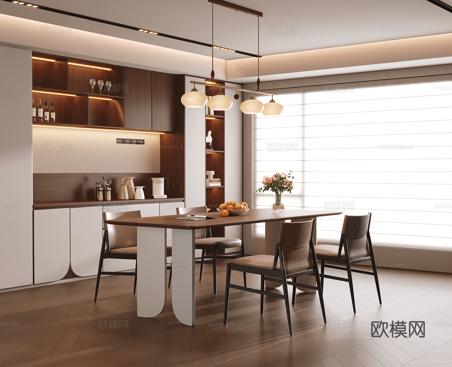 中古风餐厅su模型