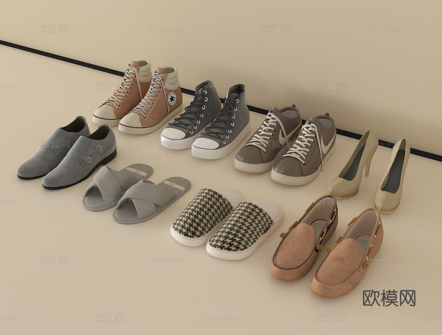 现代鞋子 各种鞋子su模型