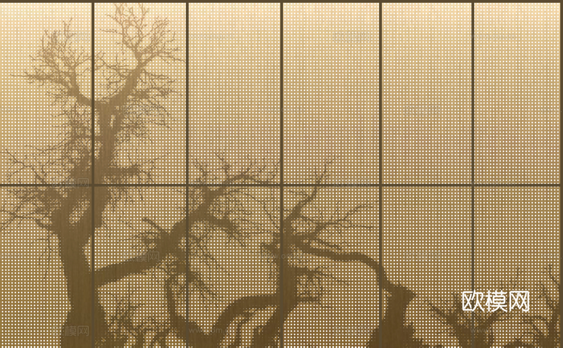 褐色树杈形纹理穿孔铝板贴图