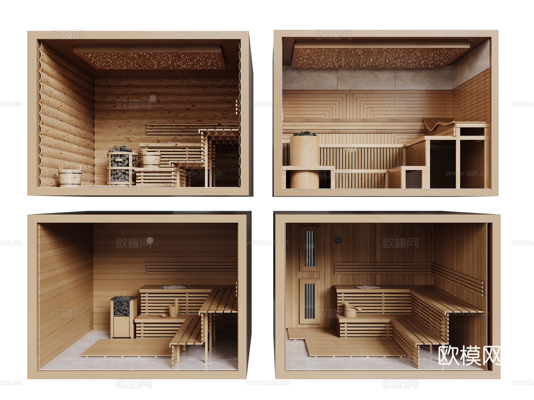 现代桑拿房 汗蒸房su模型