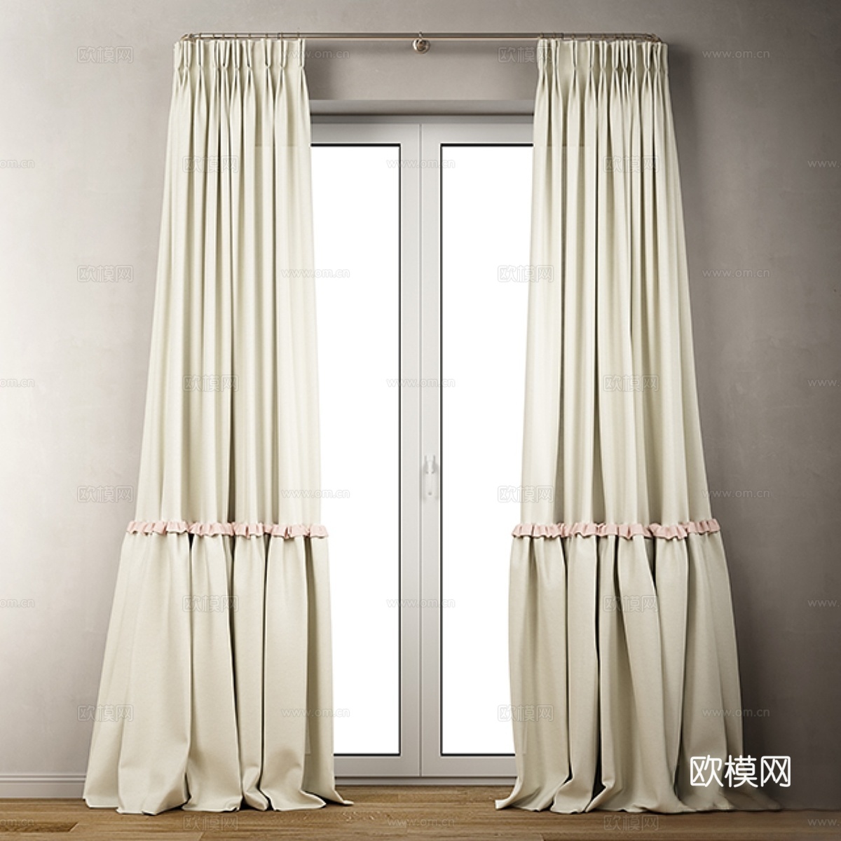 棉质褶边垂帘 Curly curta3d模型