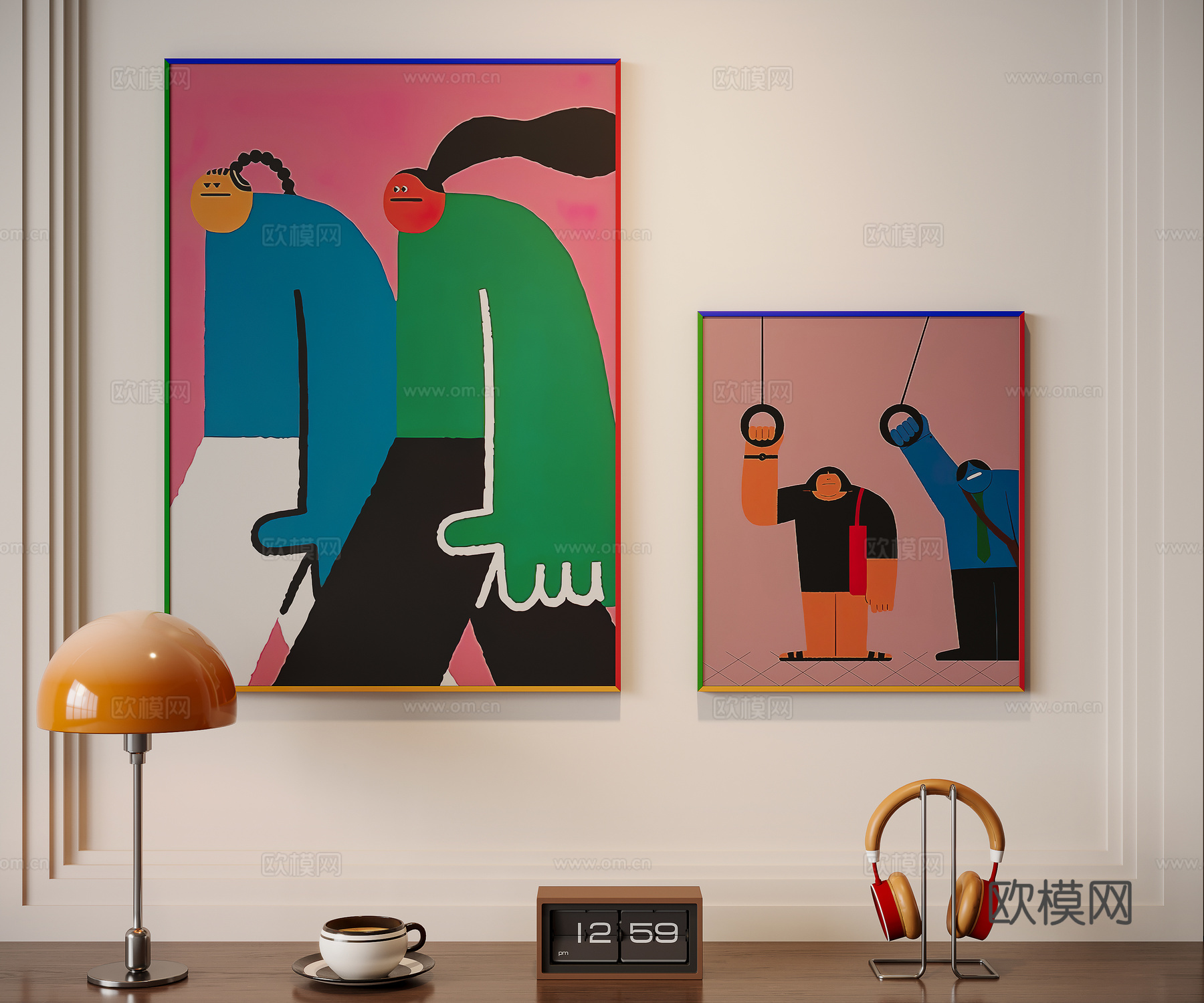 现代多巴胺装饰画su模型