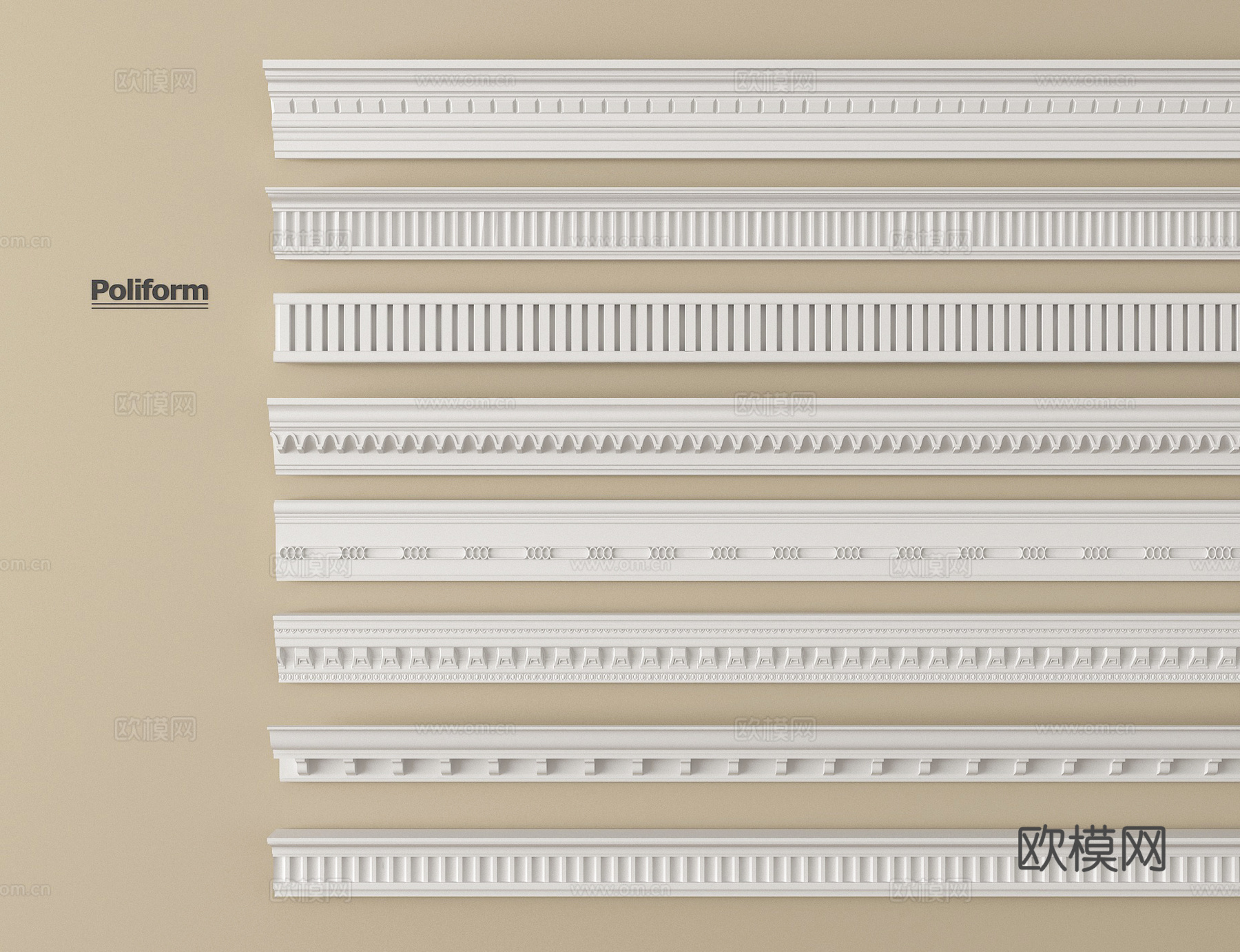 法式石膏线 石膏构件 雕花3d模型下载