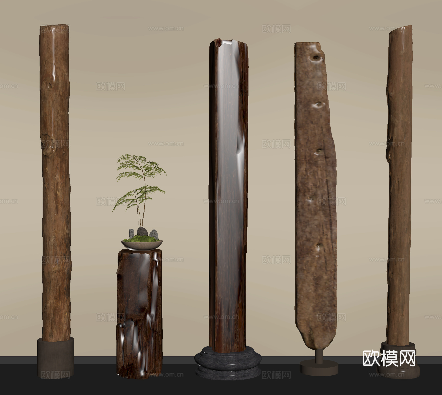 中式木质柱子su模型