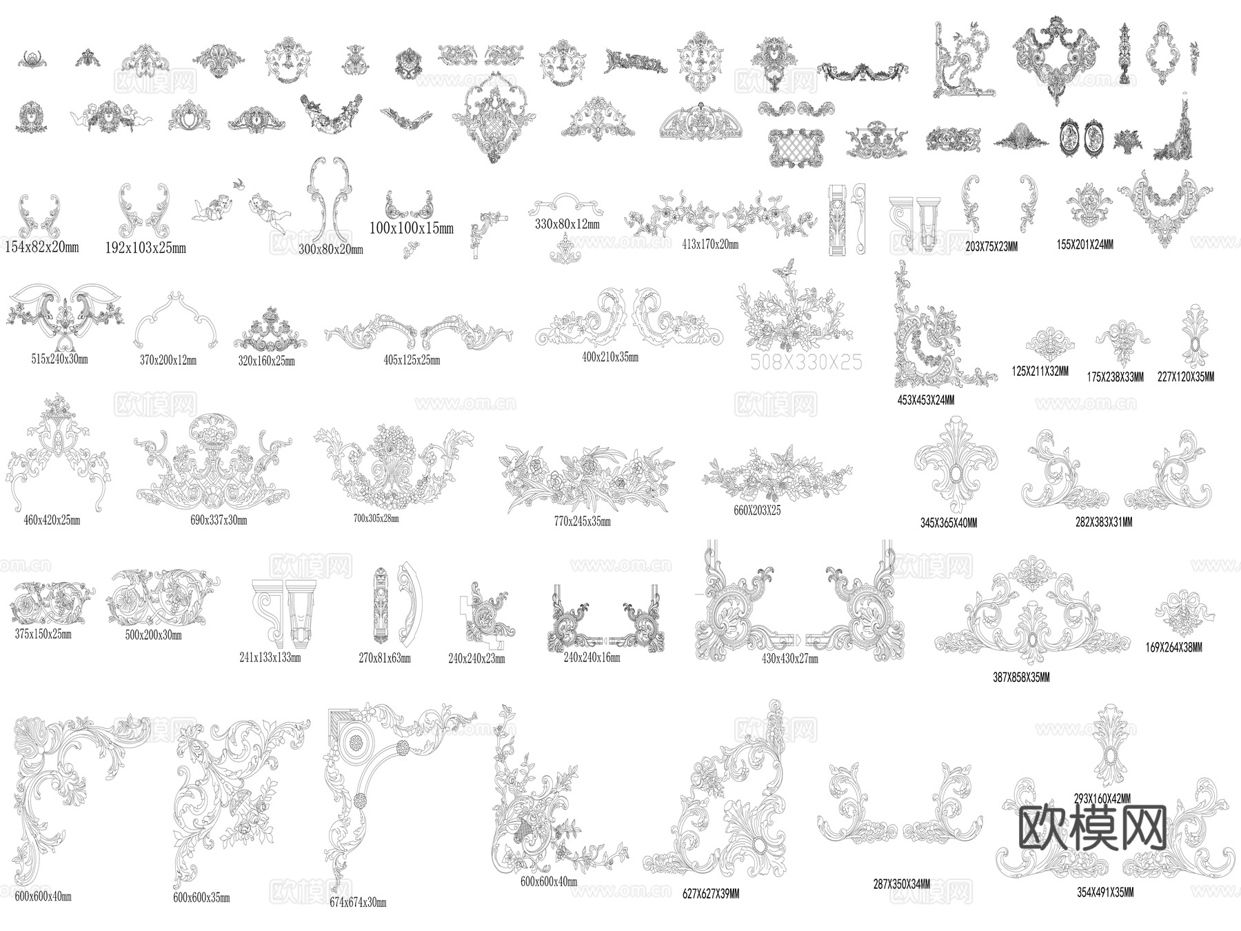 法式雕花线条罗马柱护墙板cad施工图