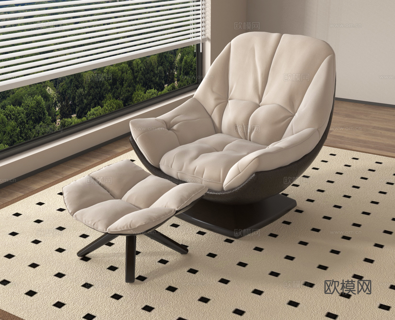现代躺椅 懒人沙发 脚踏su模型