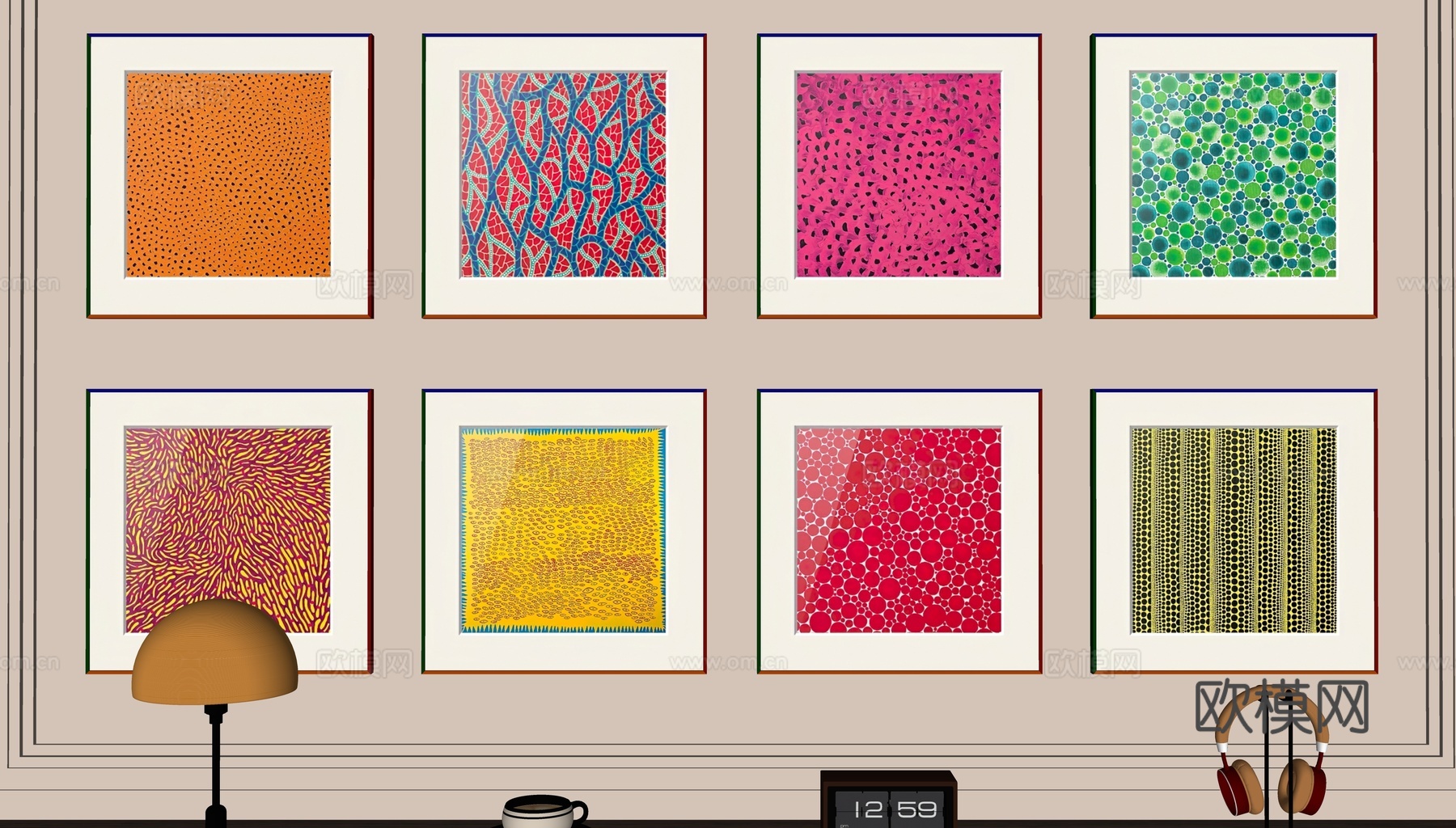 现代多巴胺装饰画su模型