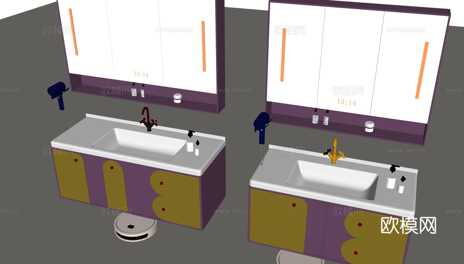现代多巴胺浴室柜su模型