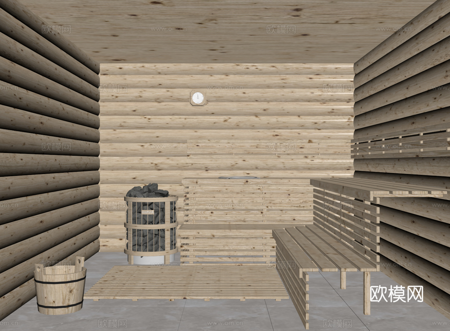 现代桑拿房 汗蒸房su模型