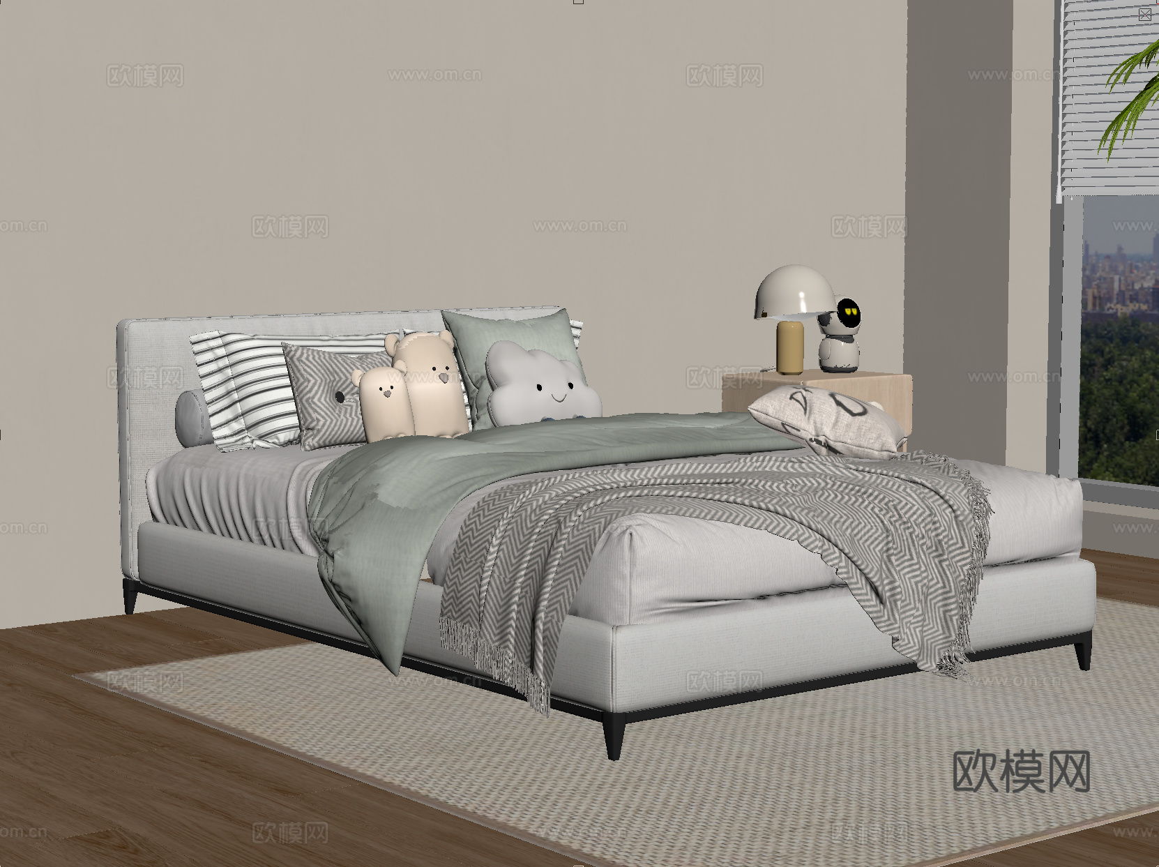 现代儿童床su模型