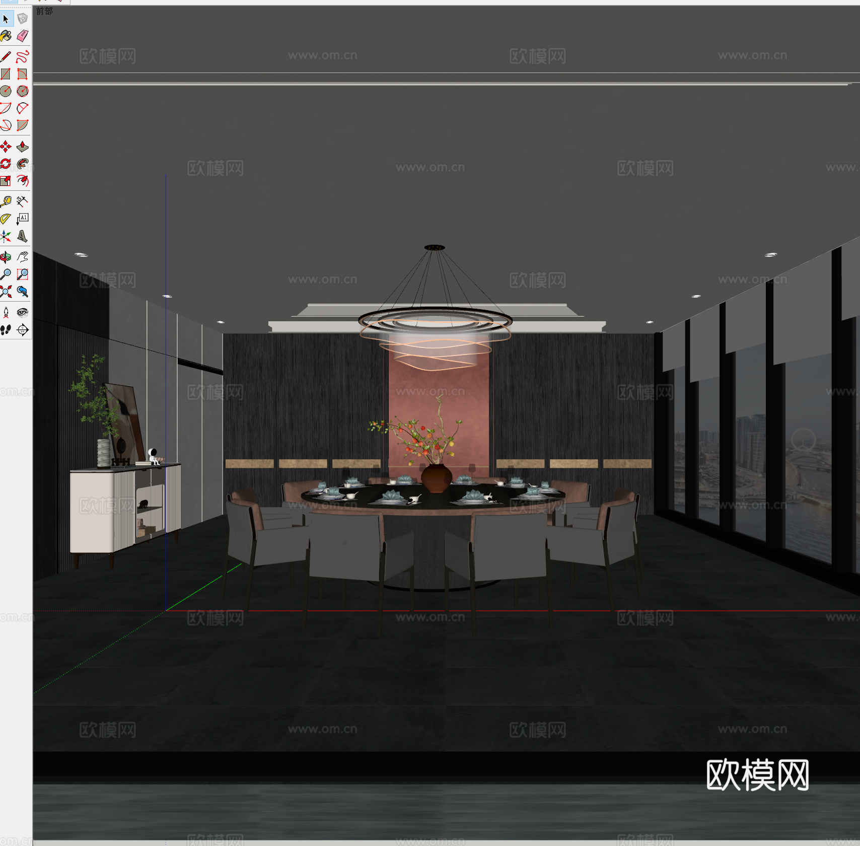 现代餐厅包厢包房 新中式包厢包房 现代禅意包厢包房 现代别墅su模型