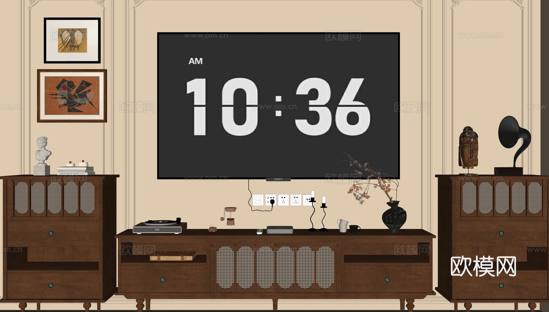 法式中古风电视柜 五斗柜su模型