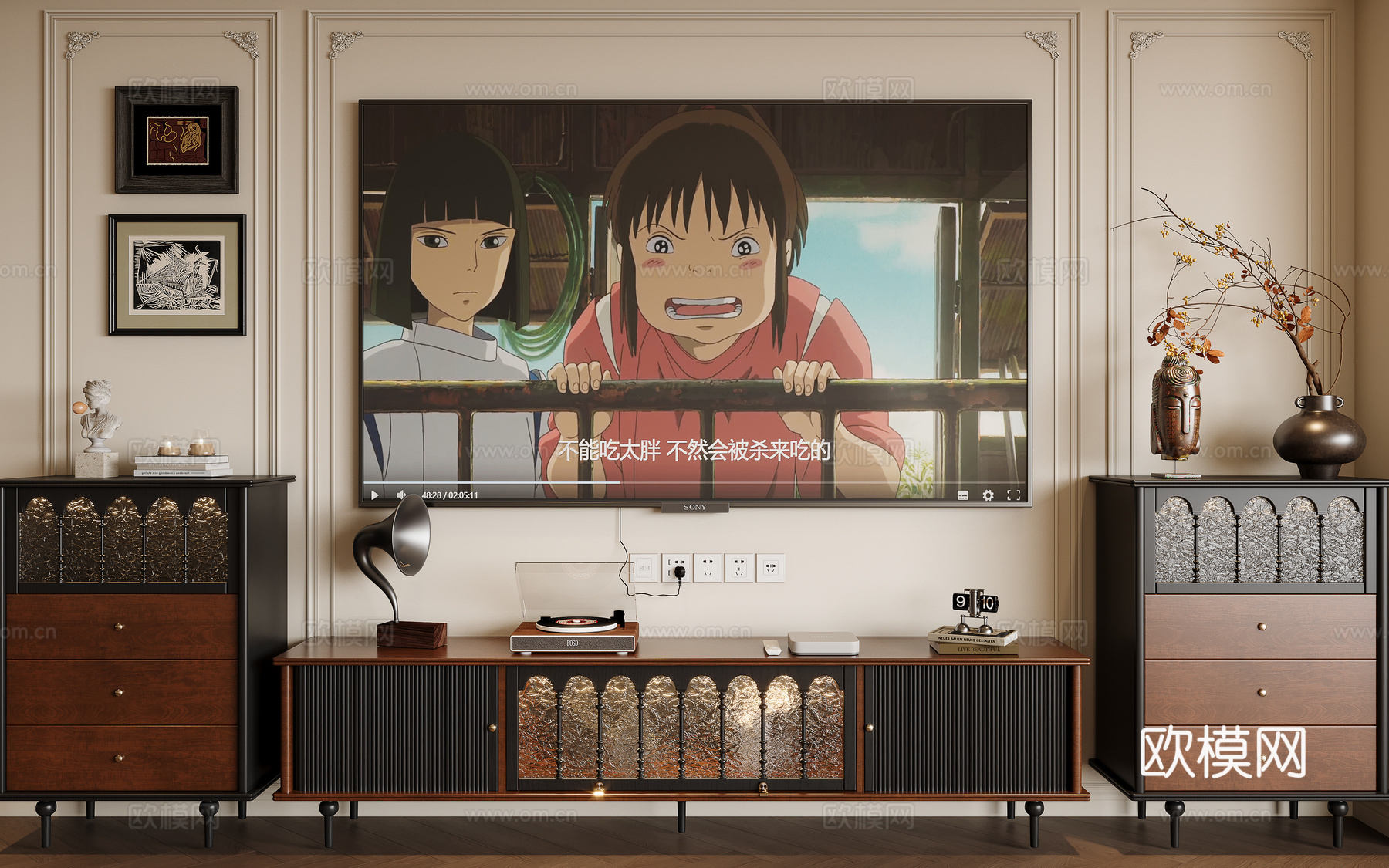 法式中古风电视柜 五斗柜su模型