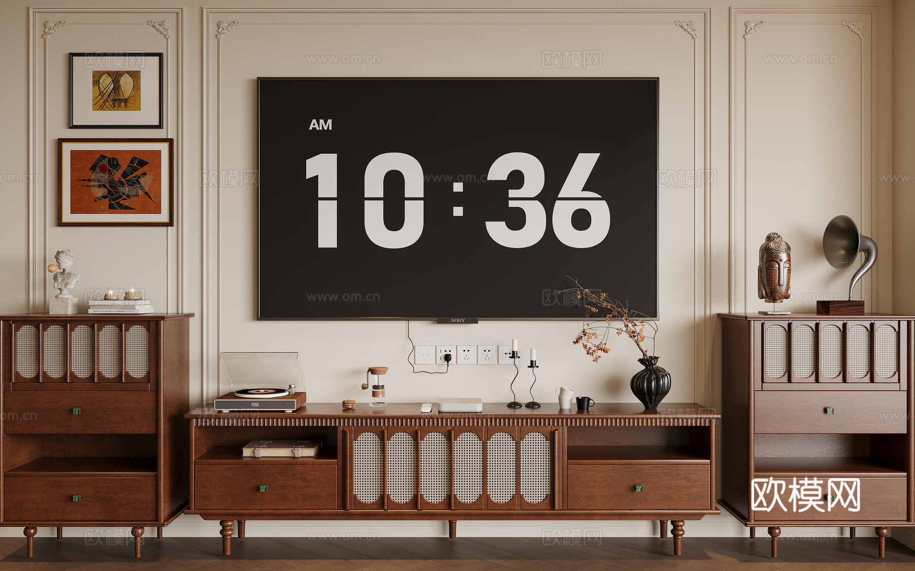 法式中古风电视柜 五斗柜su模型