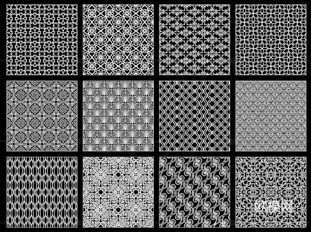 新中式背景底纹图案cad施工图