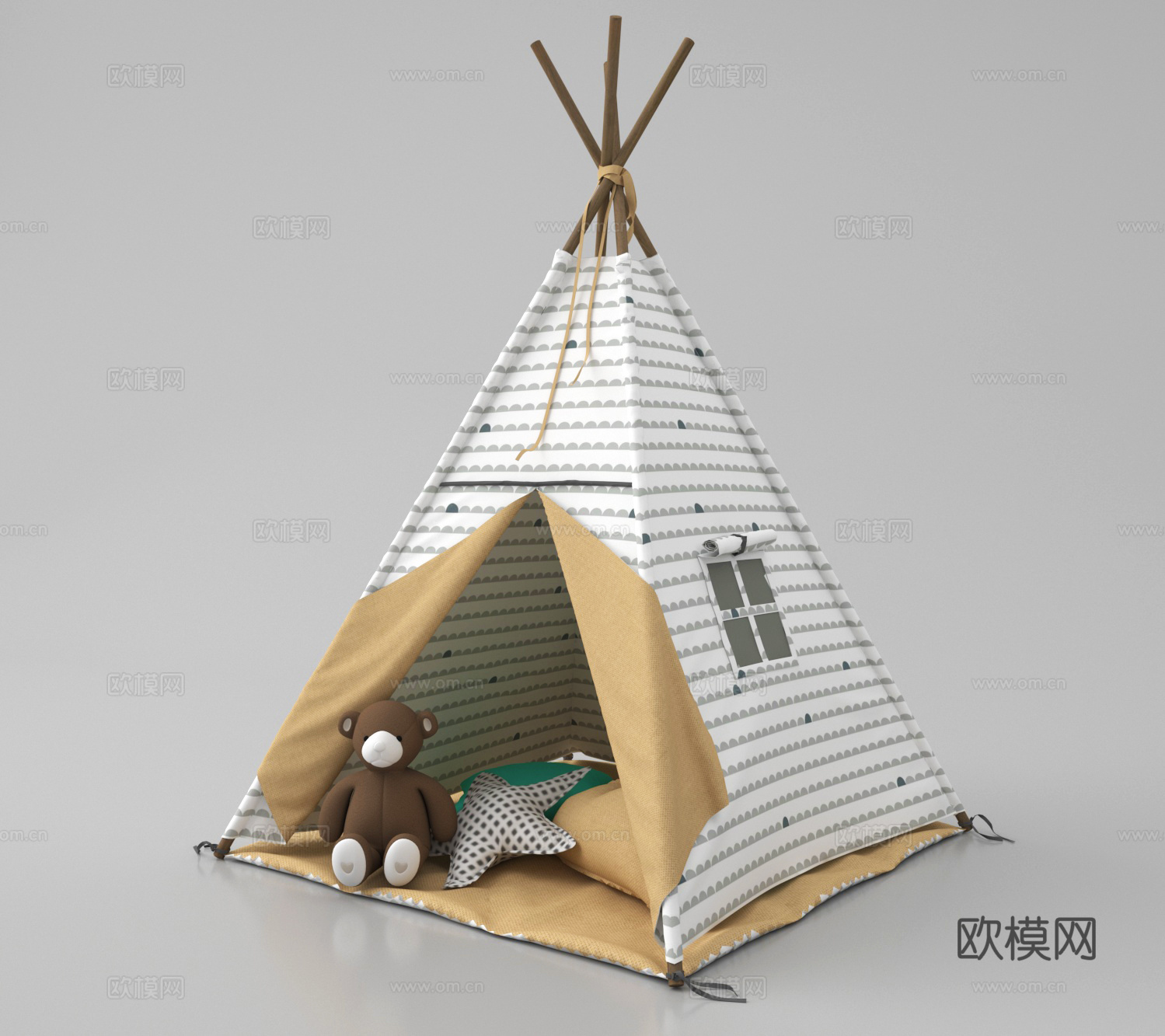 现代儿童帐篷 帐篷 玩偶3d模型下载