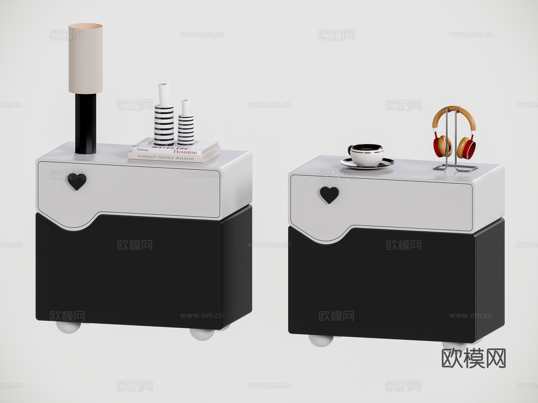 现代极简床头柜su模型