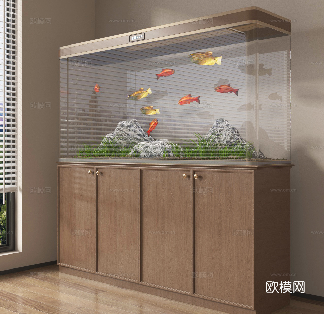 现代鱼缸 水族箱su模型