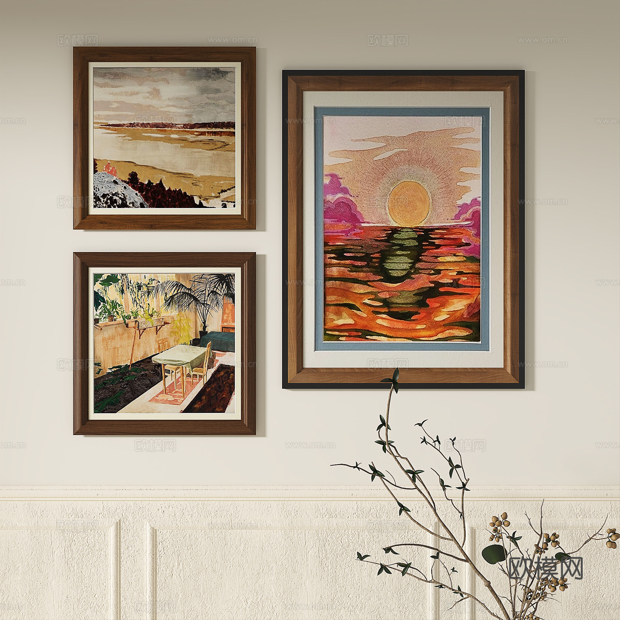 简欧，法式，复古，抽象，轻奢，简约，中古，装饰画3d模型下载