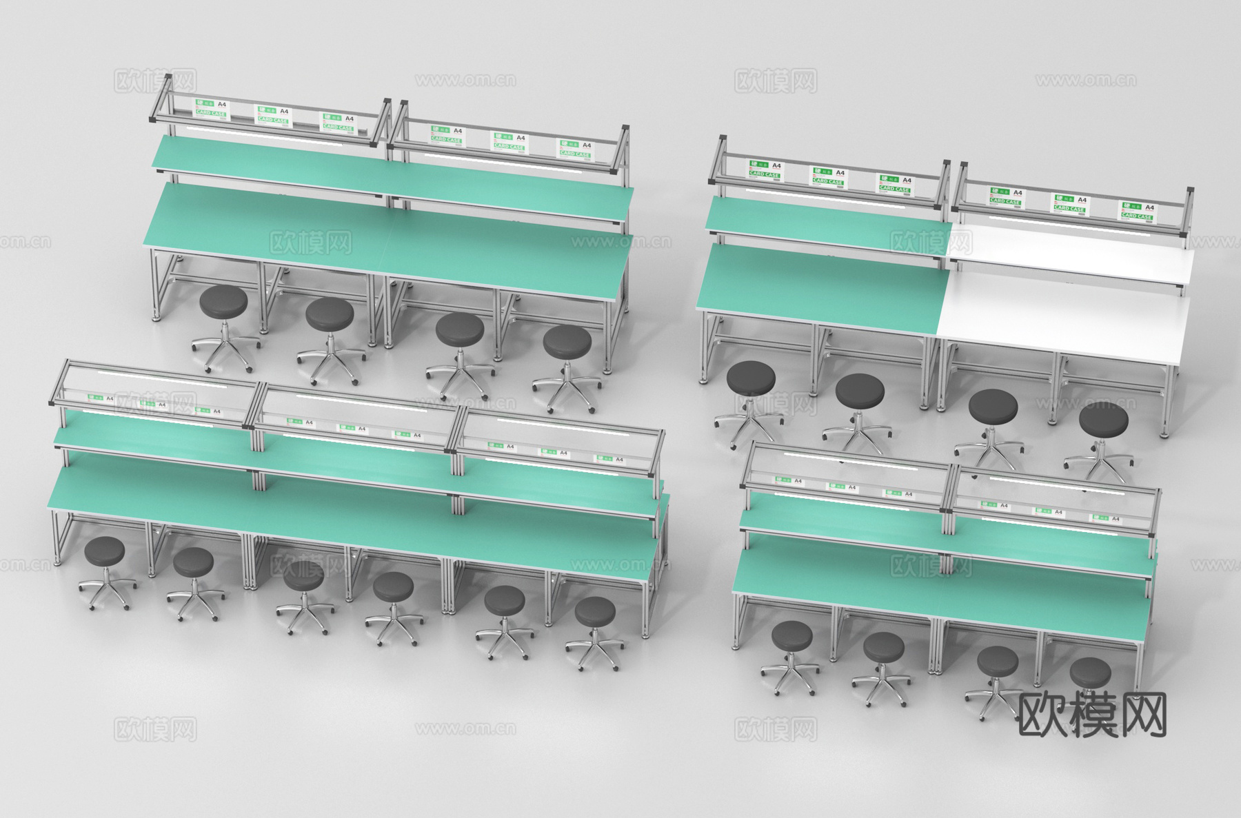 现代防静电工作台 车间流水线工作台3d模型下载