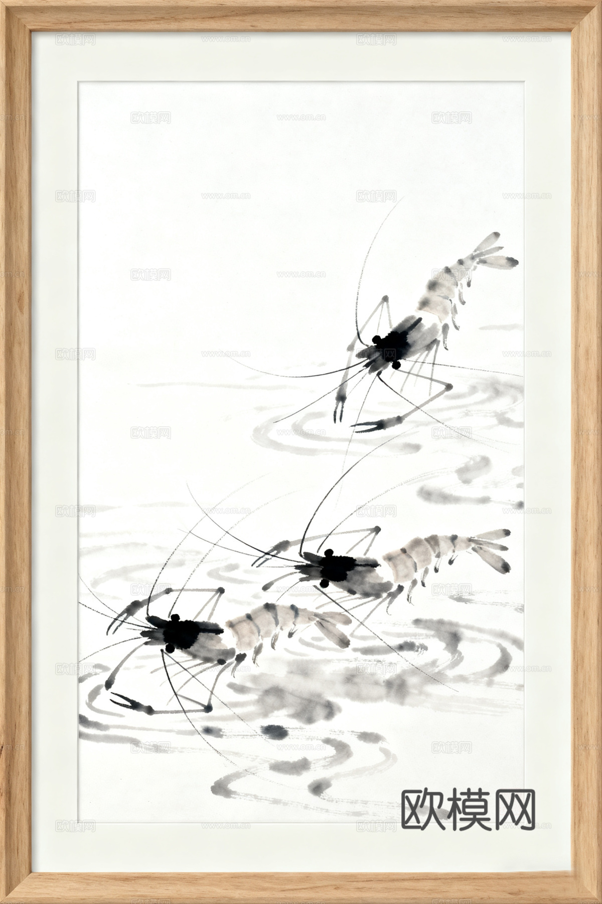 齐白石风格虾 水墨画 中式字画