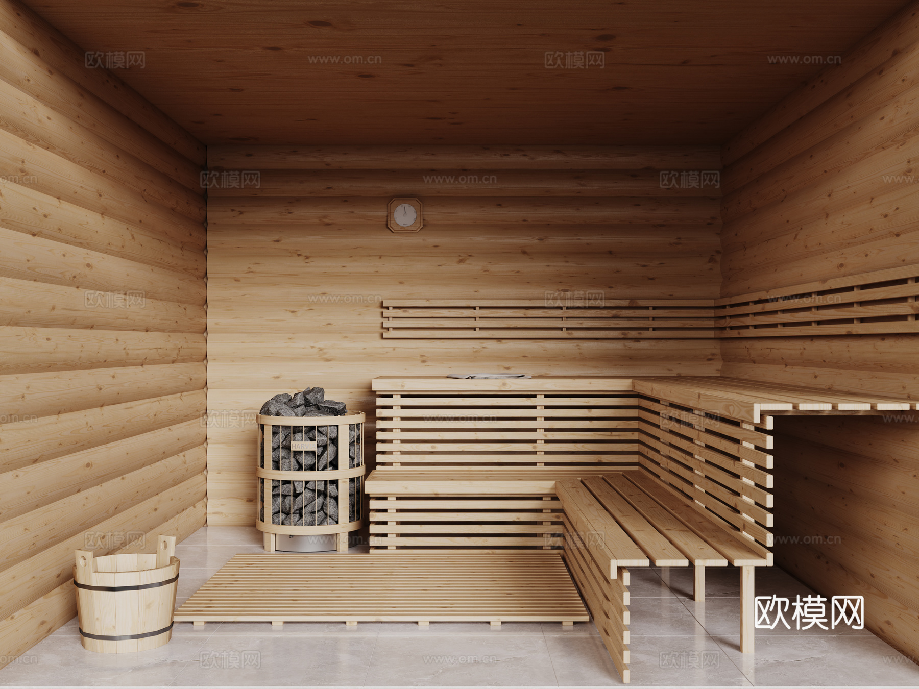 现代桑拿房 汗蒸房su模型