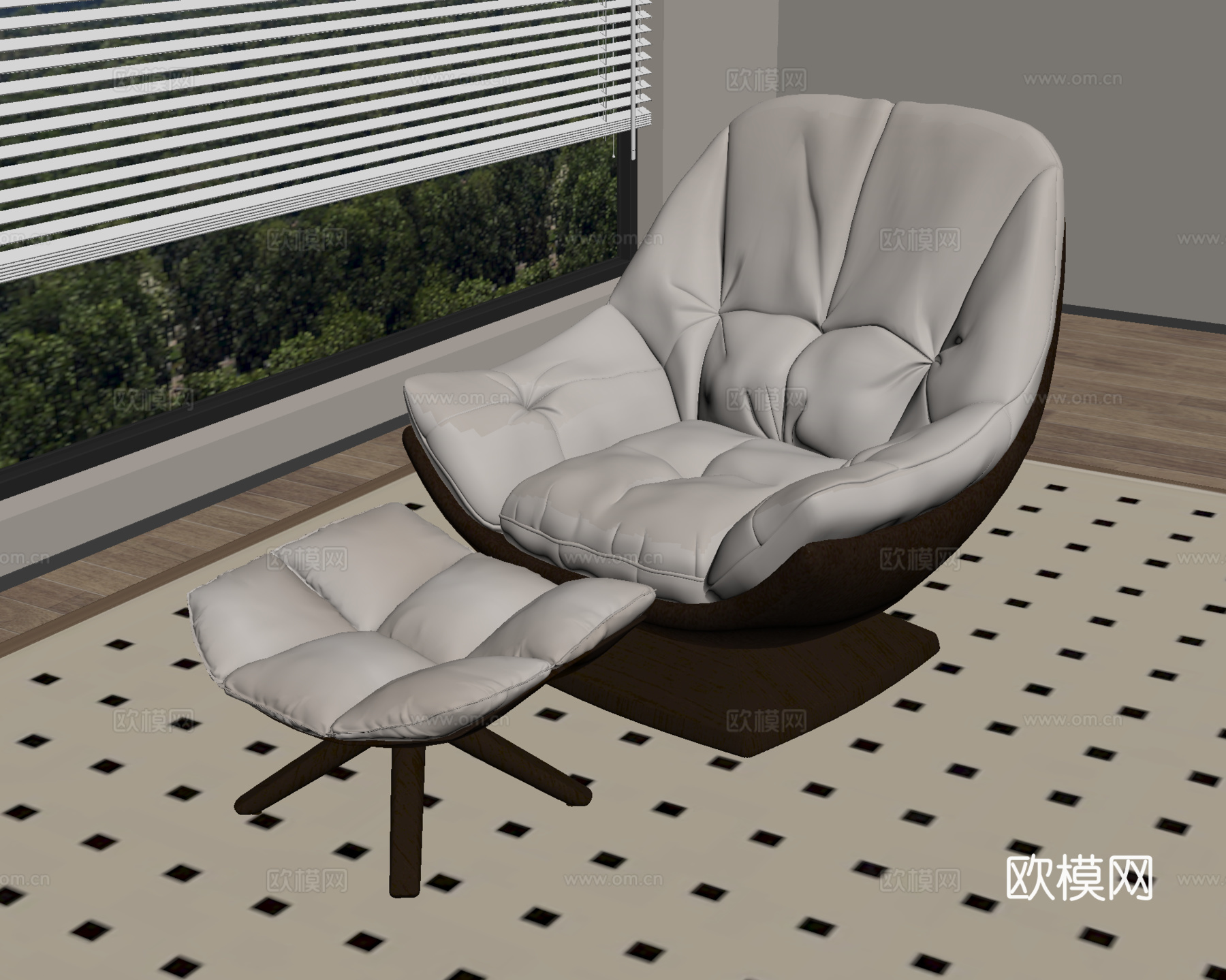 现代躺椅 懒人沙发 脚踏su模型