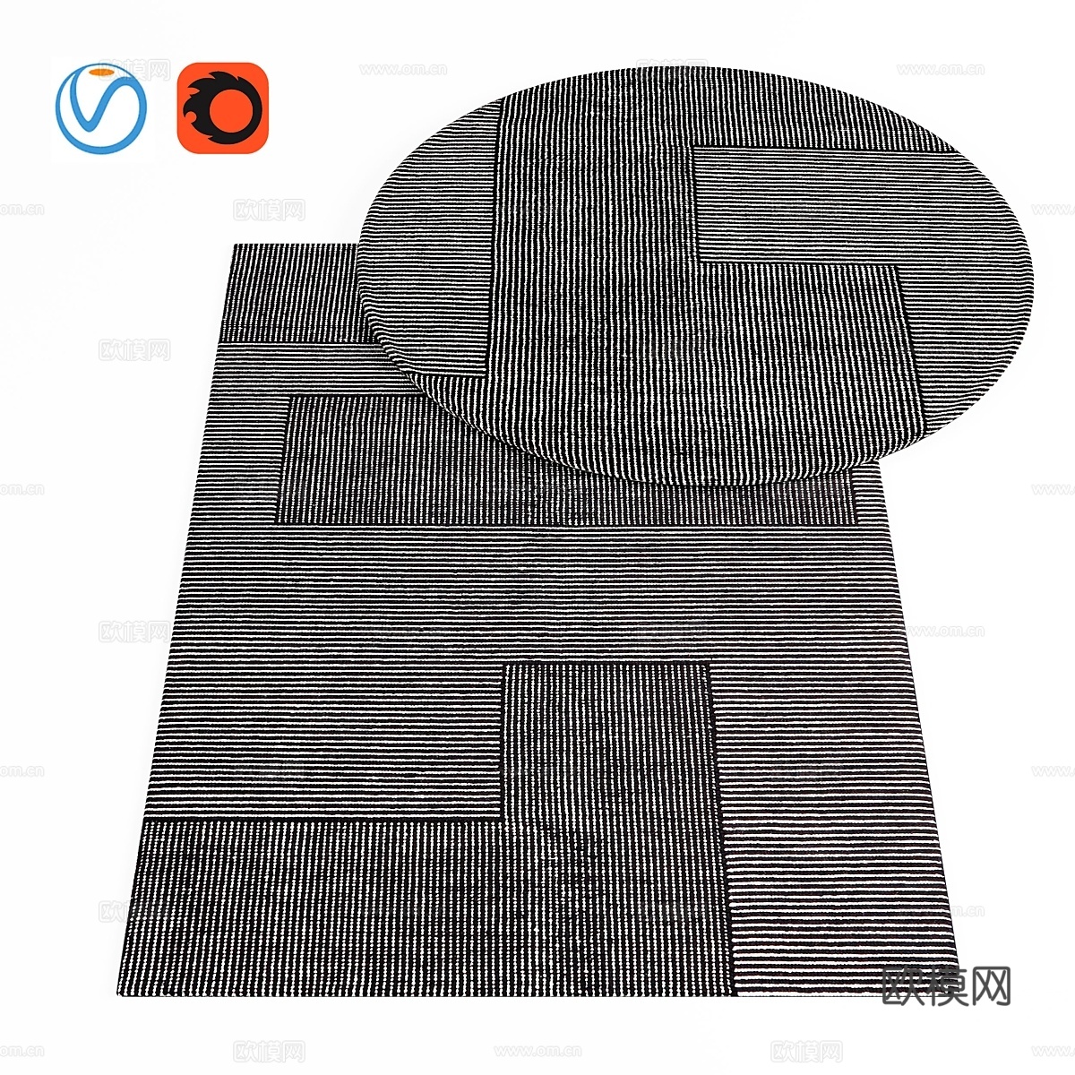 条纹地毯 圆形3d模型